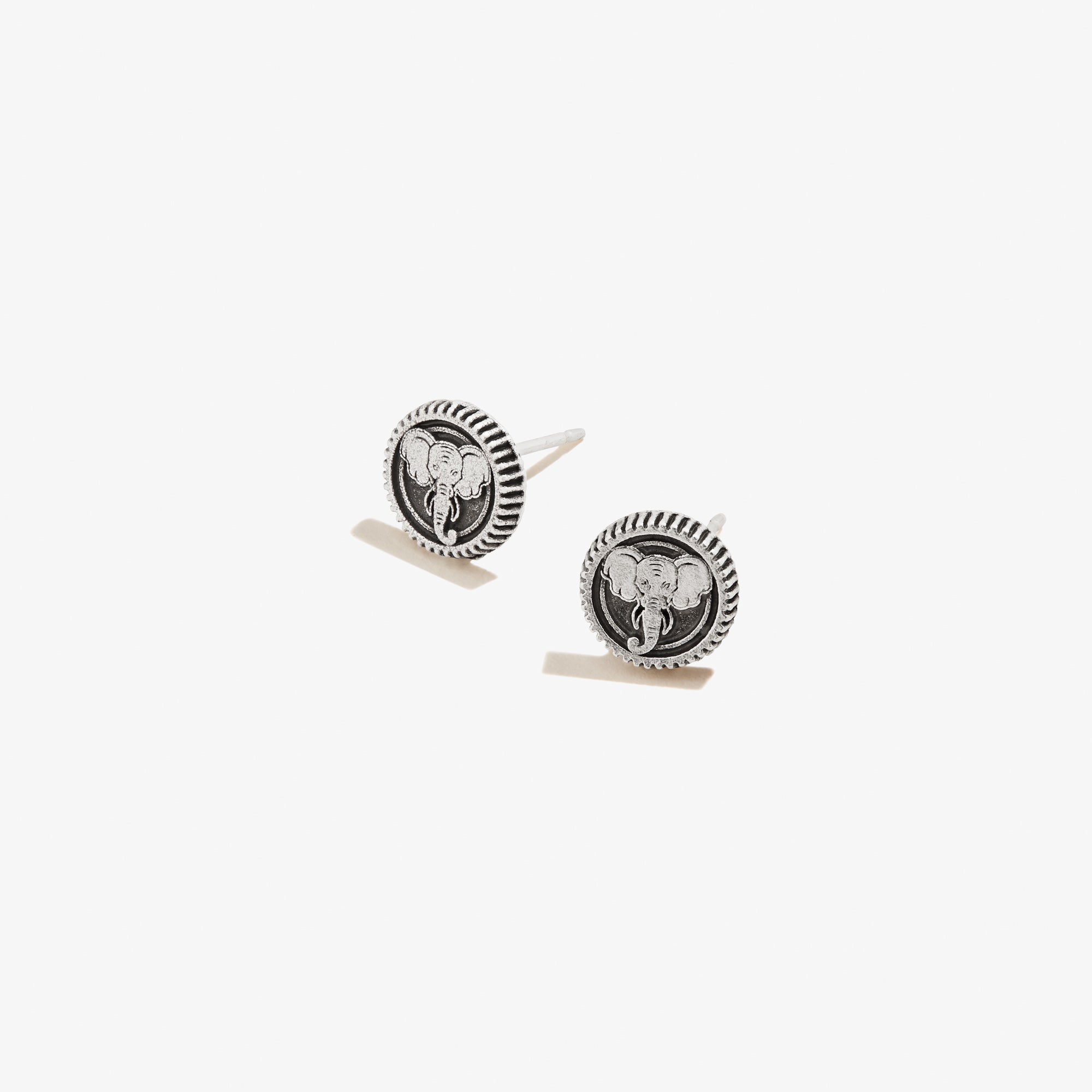 Elephant Embossed Stud Earrings - Sterling Silver Animal Jewelry for Women - Perfect for Casual Wear, Gift Giving & Boho Fashion