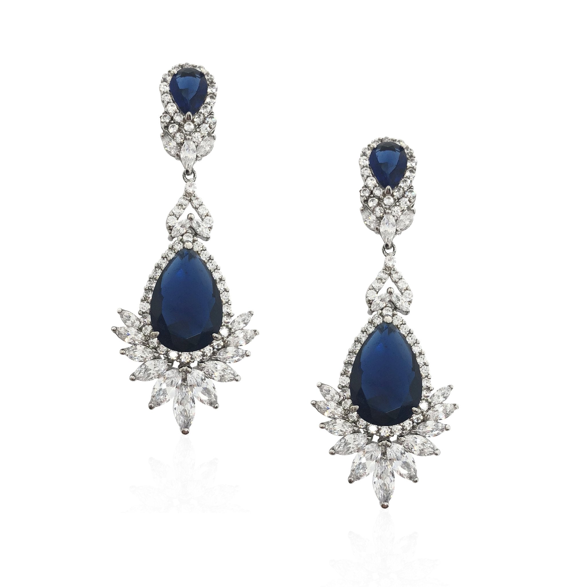 Exclusive Kezani Classic Clear Crystal Statement Earrings | Elegant Dangle Drop Earrings for Women | Perfect for Weddings, Parties & Special Occasions