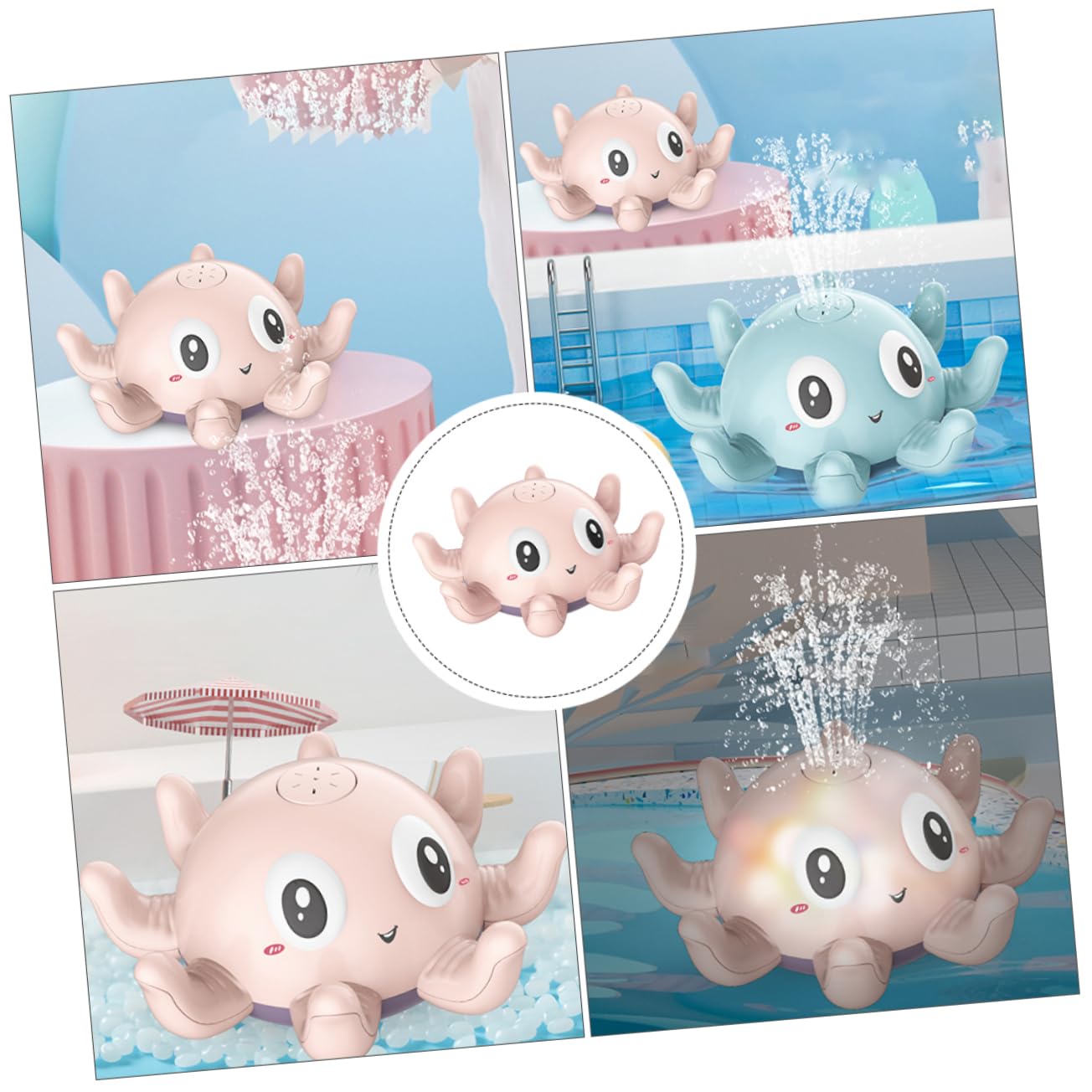 VICASKY 3-Pack Glow in The Dark Octopus Water Spray Toys - Fun Pool, Bathtub & Beach Splash Toys for Kids, Outdoor Summer Water Play (Pink)