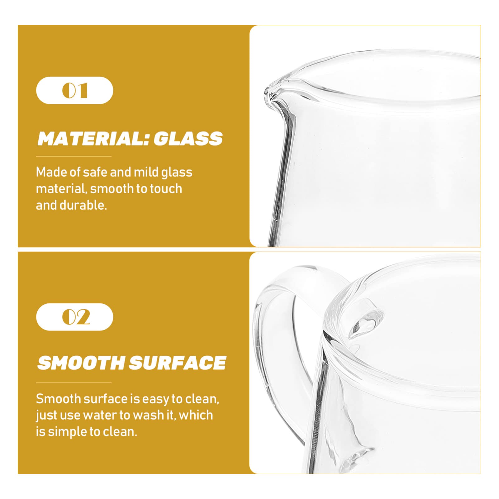 2-Piece Crystal Glass Creamer Pitcher Set - Coffee & Milk Frothing Pitcher, Sauce Jug - Perfect for Latte Art, Kitchen Serving & Coffee Shops