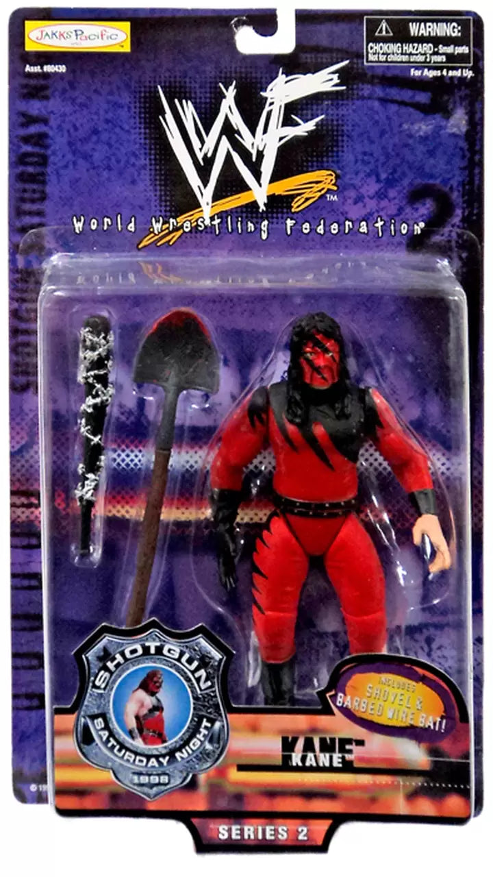 Vintage 1999 WWF Jakks Pacific Shotgun Saturday Night Series 2 Kane Action Figure - Collectible Wrestling Toy for Display & Play - Perfect for WWE Fans & Collectors