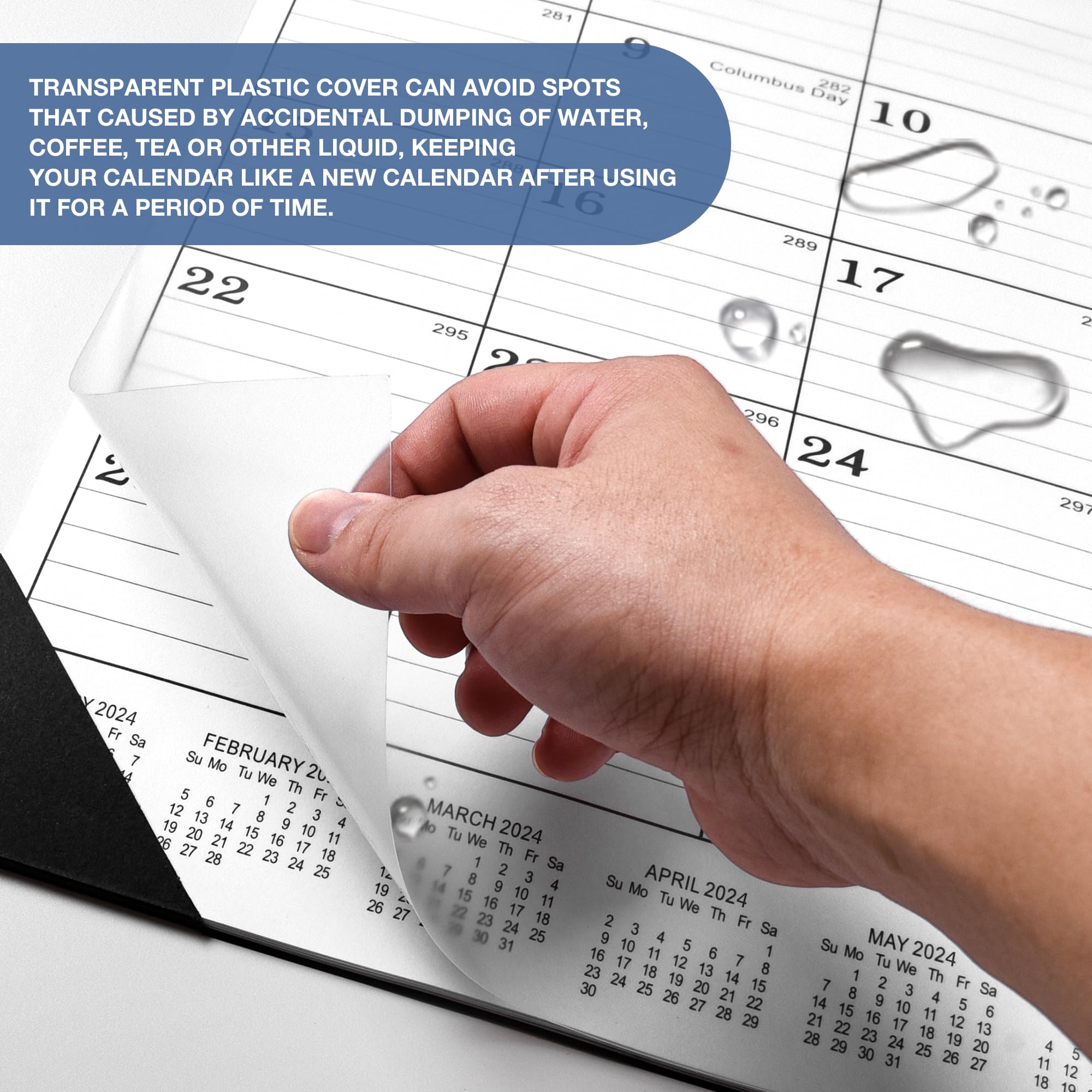 2024-2025 Large Desk Calendar 22x17 Inches - 18 Monthly Pages with Round Holes & Notes Section - Perfect for Office, Home, School and Gift Giving (Black)