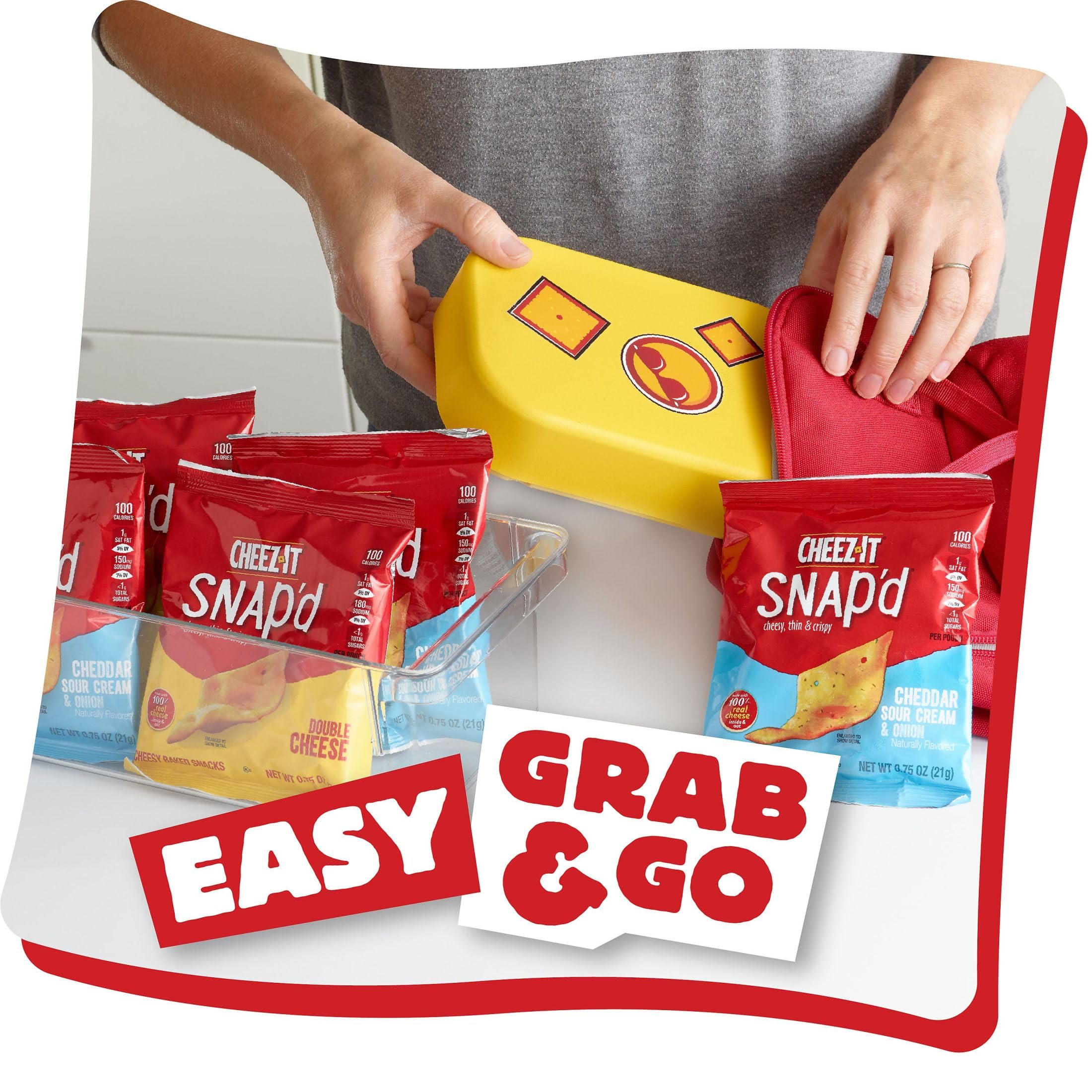 Cheez-It Snap'd Thin & Crispy Cheese Crackers - Variety Pack (22.5oz Box, 3 Bags) - Perfect for Lunch Boxes, Office Snacks & Party Platters