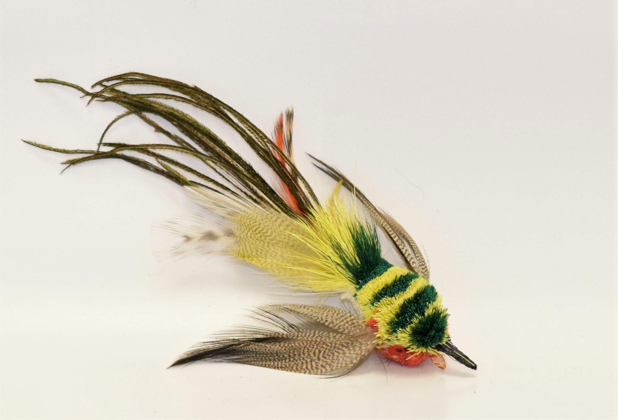Colorful Yellow Striped Flyer Bird Toy Attachment - Compatible with Most Popular Wand Toys for Cats - Perfect for Interactive Play & Exercise
