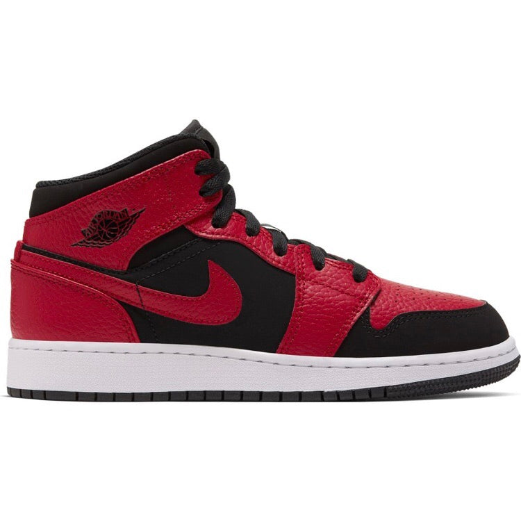 Air Jordan 1 Mid Reverse Bred Sneakers - Black, White & Gym Red Basketball Shoes for Men - Perfect for Streetwear, Gym & Casual Wear