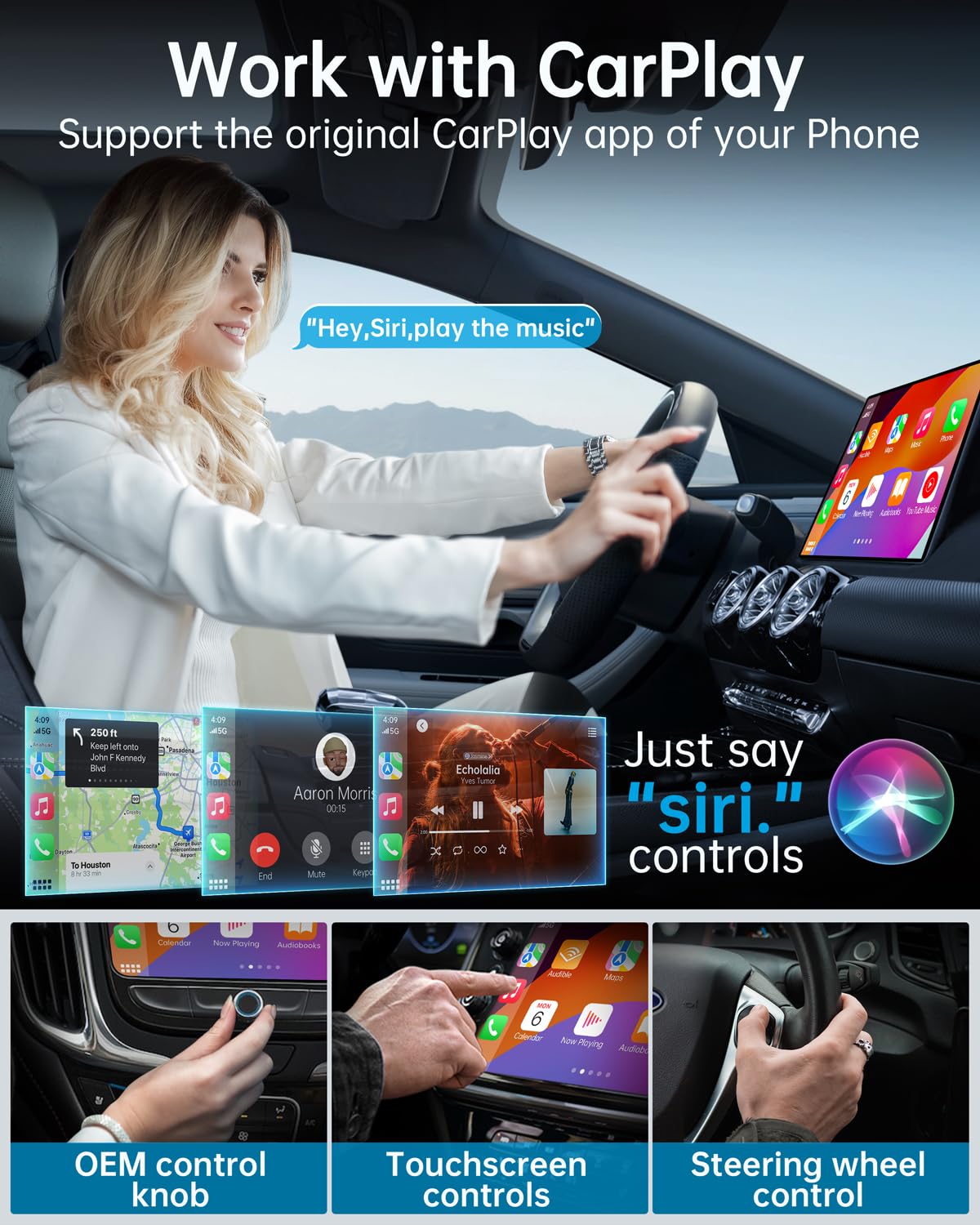 Luckymore Wireless CarPlay Adapter - Convert Wired to Wireless CarPlay Dongle for iPhone, Plug & Play CarPlay Compatible with Cars 2017+ & iOS 10+ - Perfect for Hands-Free Driving & Seamless Music Streaming