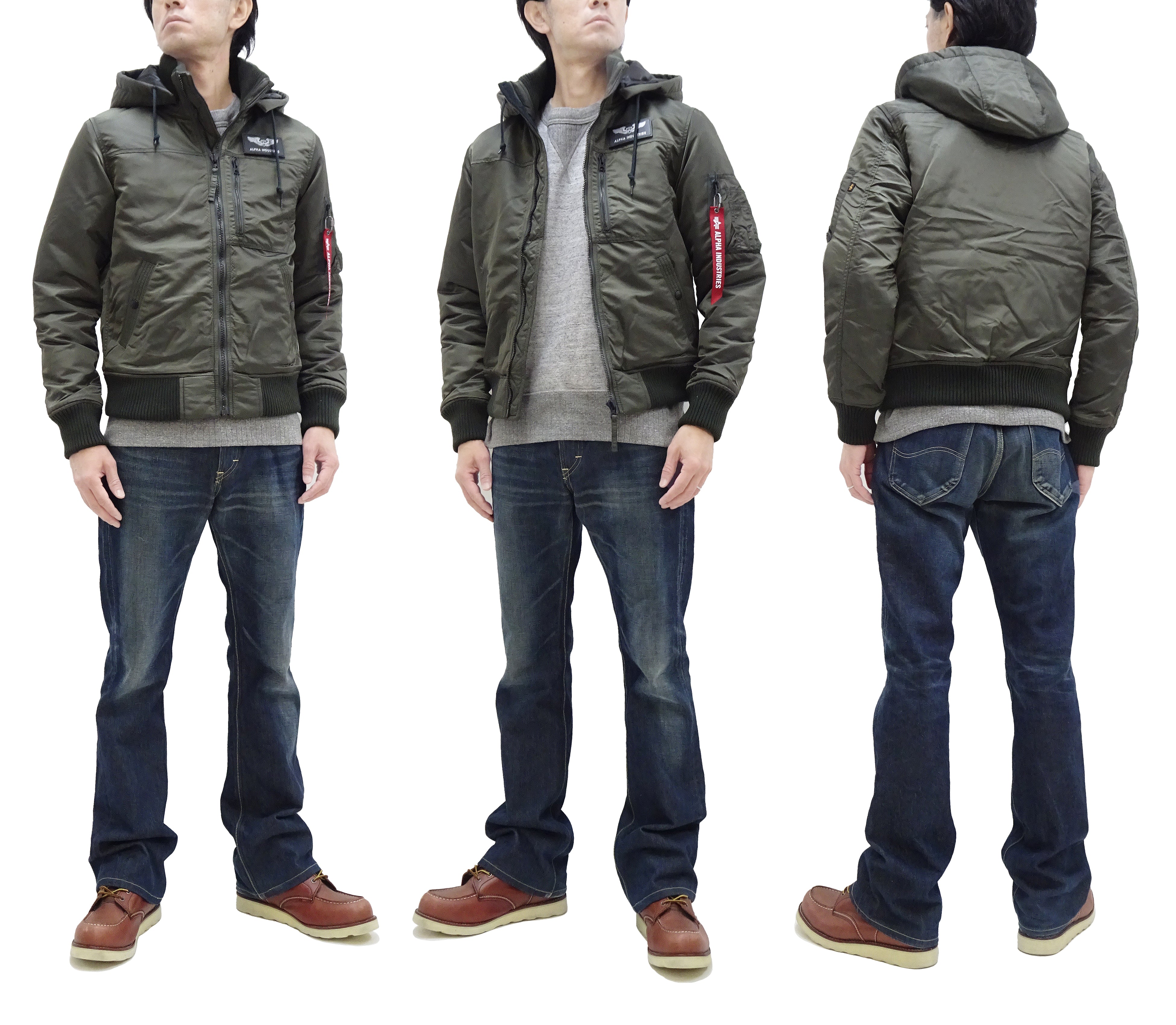 Alpha Industries Men's Military Style Hooded Puffer Jacket TA1672 - Nylon Padded Winter Coat with Rib Panel, Replica Gray (076) - Perfect for Outdoor Activities, Urban Fashion & Cold Weather Protection