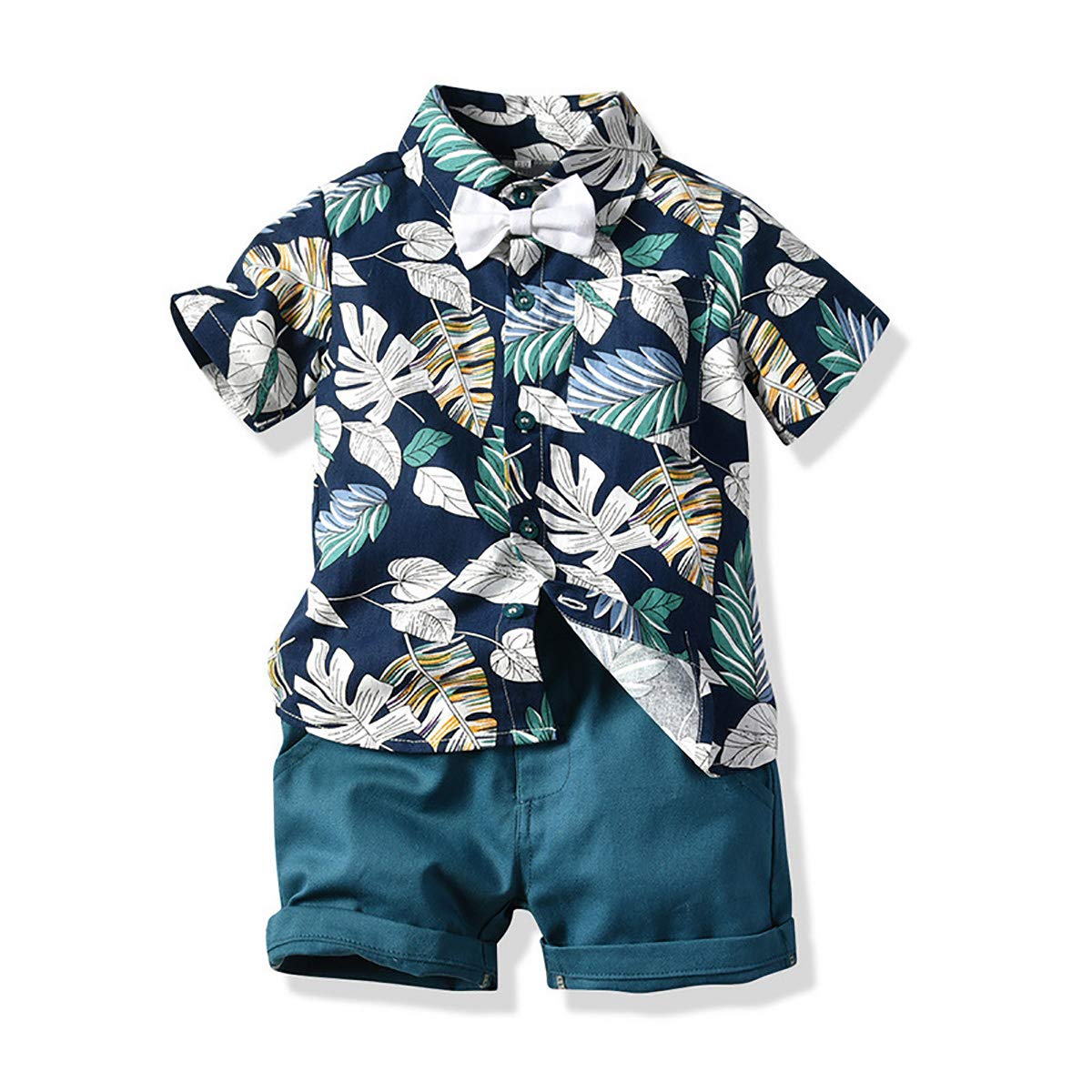 Stylish Boys Summer Outfit Set - Short Sleeve Shirt & Shorts Suit for Kids | Gentlemen Casual Daily Wear | Perfect for Playdates, School & Family Outings