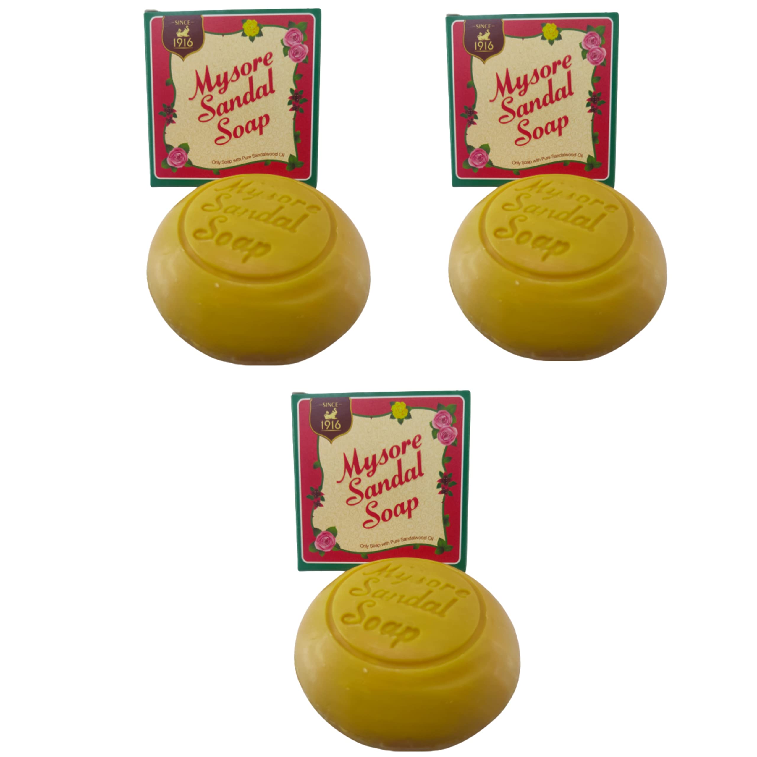 URJUWANI Mysore Sandal Bathing Soap with Pure Sandalwood Oil - 150g Bar (Pack of 3) | Moisturizing & Aromatic Soap for Relaxing Bath & Skin Care