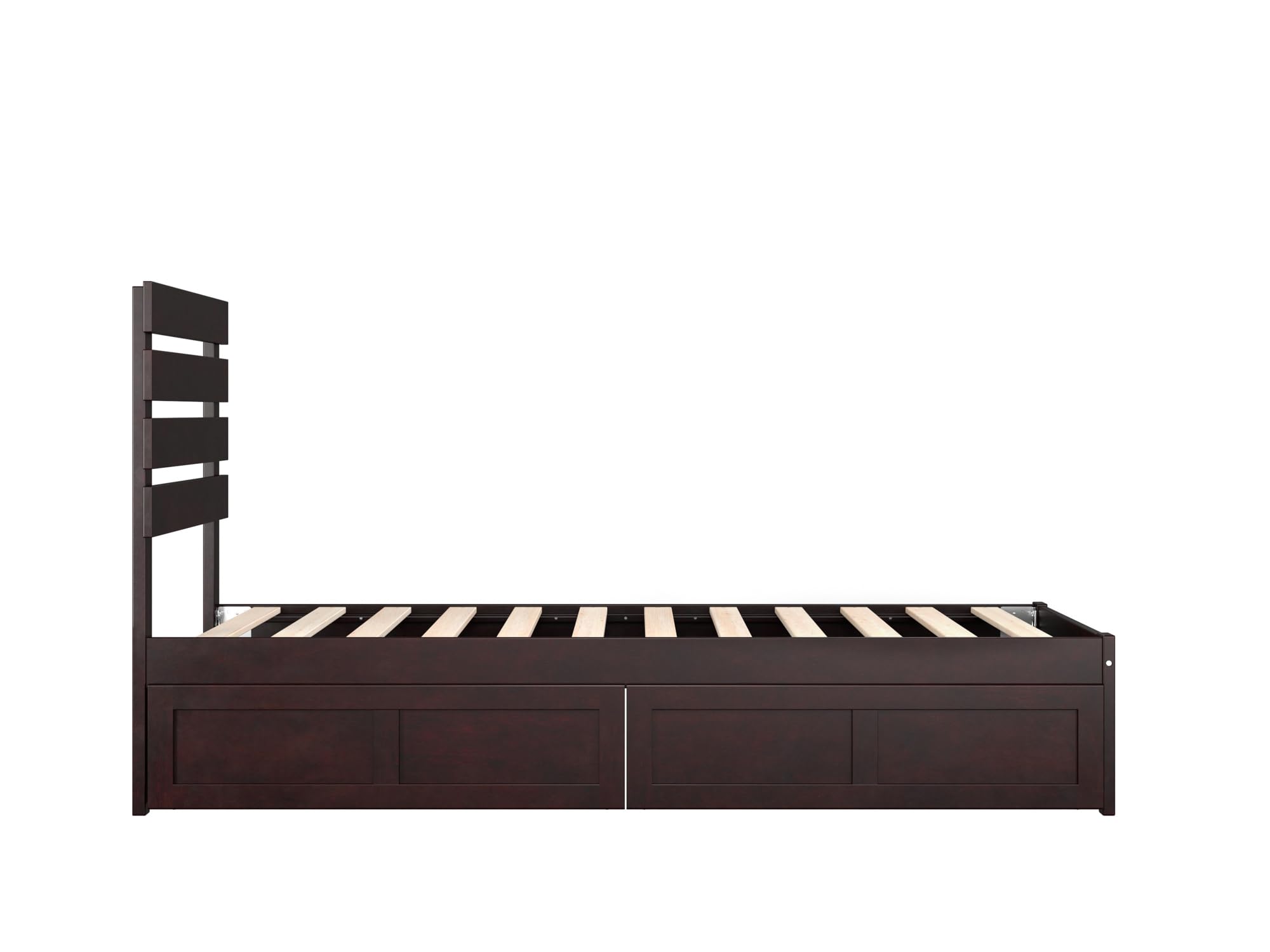 AFI Oxford Twin Size Platform Bed with Storage Drawers & USB Charging Station - Espresso Wood Finish - Space Saving Bedroom Furniture for Small Rooms & Dorm Rooms