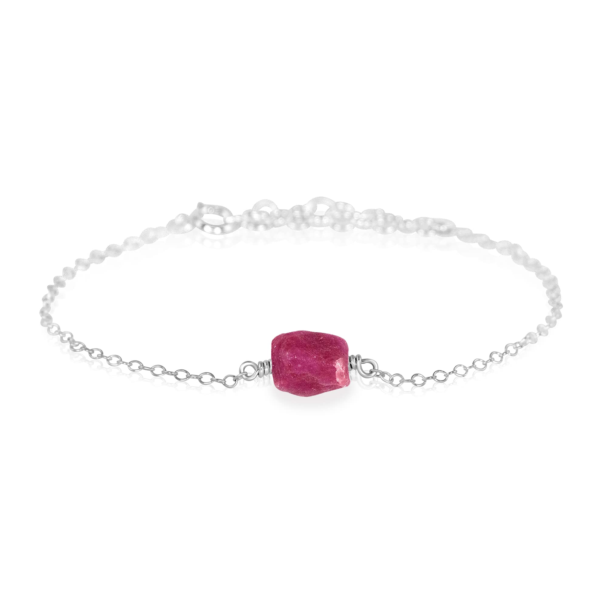 Luna Tide Ruby Raw Nugget Sterling Silver Anklet - Handmade Boho Jewelry for Women, Perfect for Beach, Festival & Everyday Wear