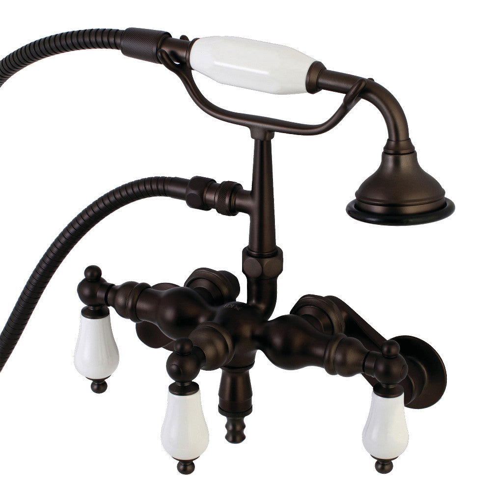 Kingston Brass AE421T5 Vintage Style Adjustable Wall Mount Clawfoot Tub Faucet with Hand Shower - 3 3/8 Inch Aqua Finish for Bathroom & Spa Relaxation