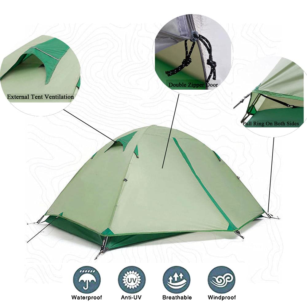 **2-Person Lightweight Waterproof Dome Tent for Camping & Backpacking - Easy 2-Min Setup, Stormproof & Compact - Perfect for Hiking, Outdoor Adventures & Survival Travel**