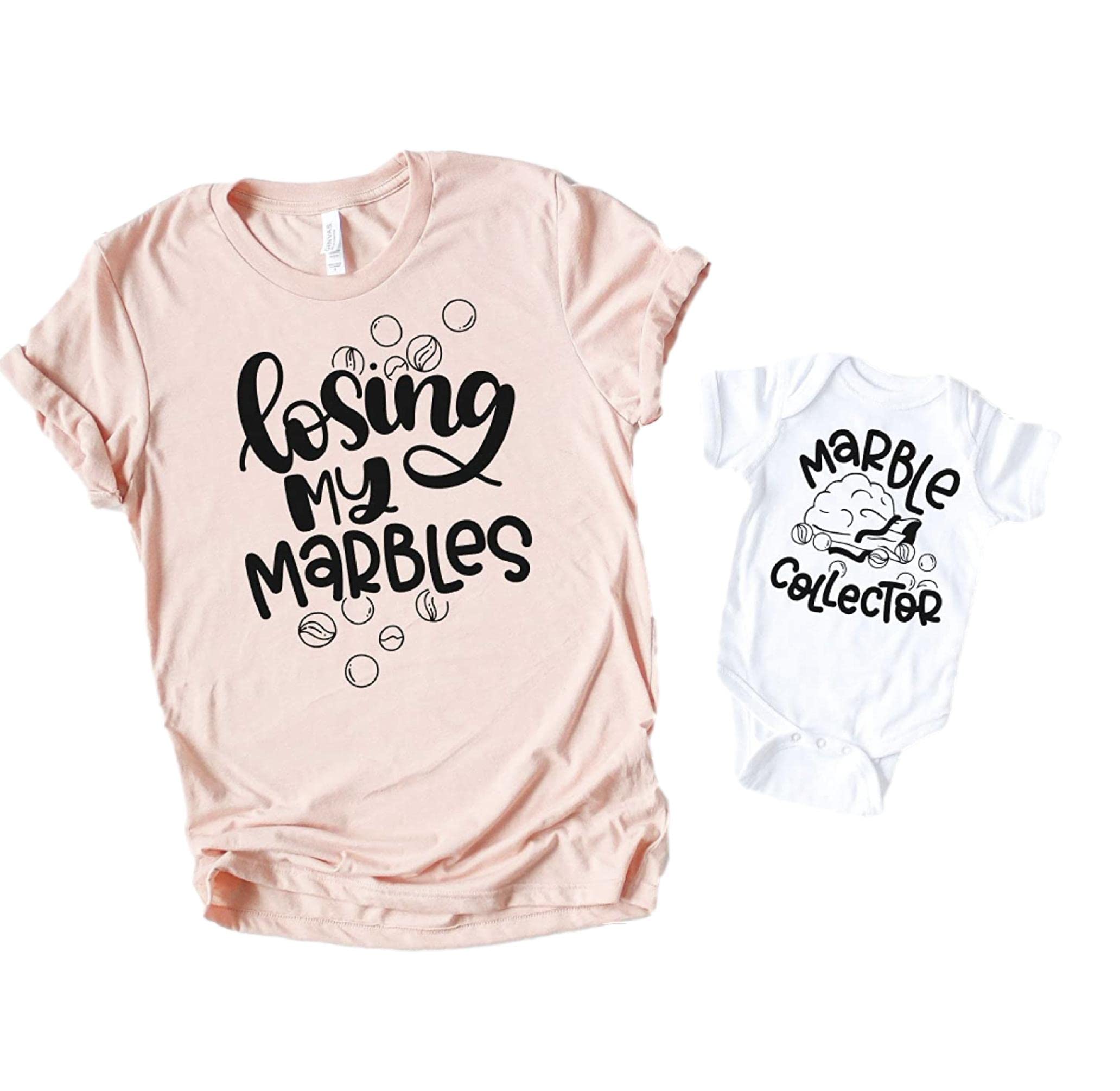 Funny Matching Mommy and Kids T-Shirts - Mother's Day Gift Set - 'Losing My Marbles' Family Outfits for Holidays, Photos & Special Occasions