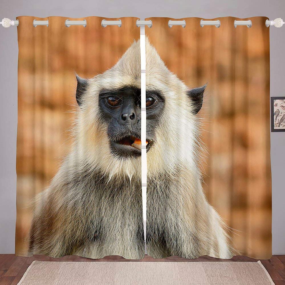 Vivid Life Orangutan Print Curtains - Castle Fairy Animal Design for Bedroom, Kitchen & Living Room - 2 Panels 76x45 Inches - Perfect for Jungle Theme Decor & Kids Room