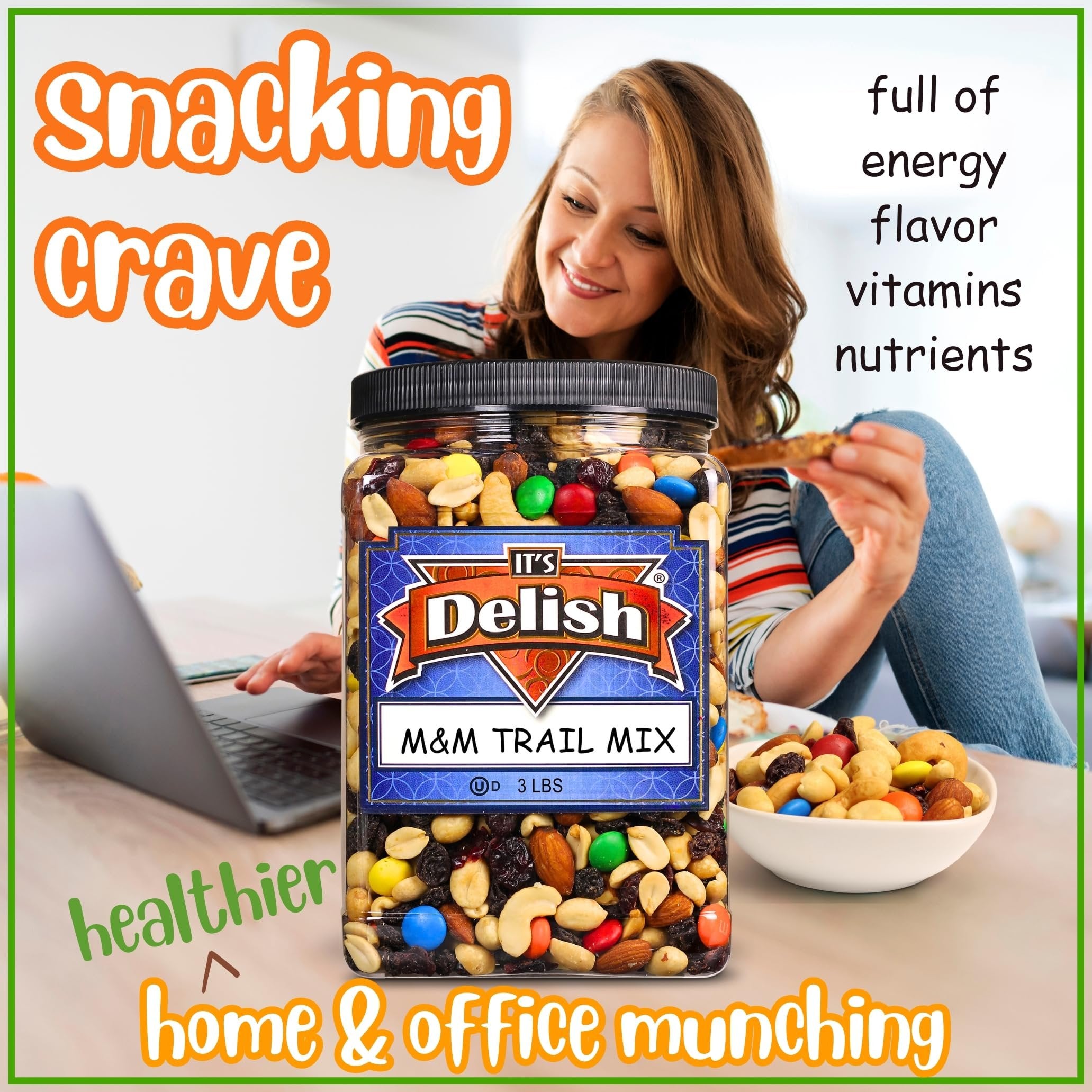 M&M's Classic Trail Mix - 3 Pound Bulk Snack with Reusable Container | Perfect for Hiking, Camping & Office Snacks