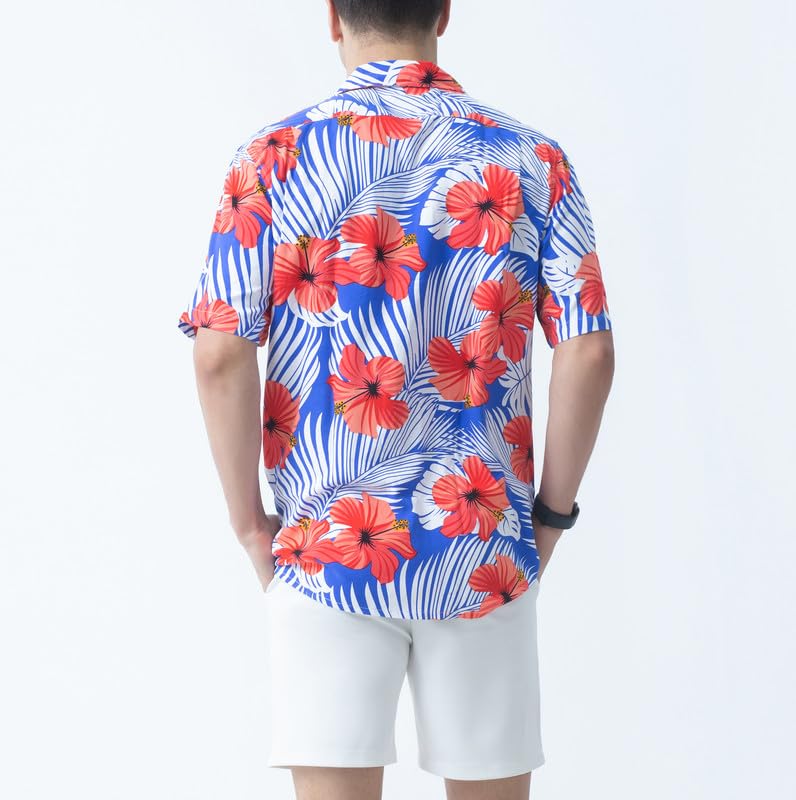 Stylish Rayon Men's Hawaiian Shirts | Breathable Short Sleeve Aloha Shirts with Front Pocket | Perfect for Beach Vacations, Summer Parties & Tropical Getaways