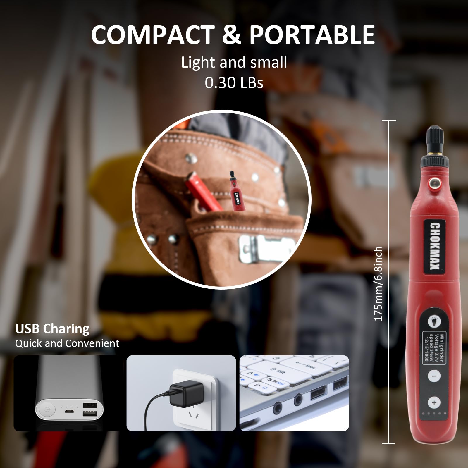 3.7V Cordless Rotary Tool Kit with 5 Variable Speed & LED Light - 42pc Accessories for Polishing, Cleaning, Engraving - Perfect for DIY Crafts, Jewelry Making & Home Repairs