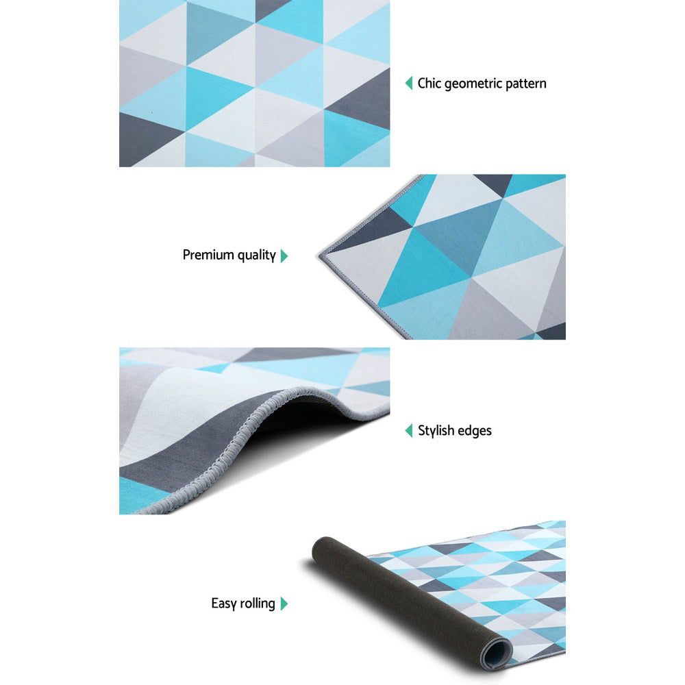 Artiss Soft Short Pile Area Rug 200x290cm - Non-Slip Floor Mat for Living Room, Bedroom, Home Decor - Modern Geometric Tria Pattern Carpet for Comfort & Style