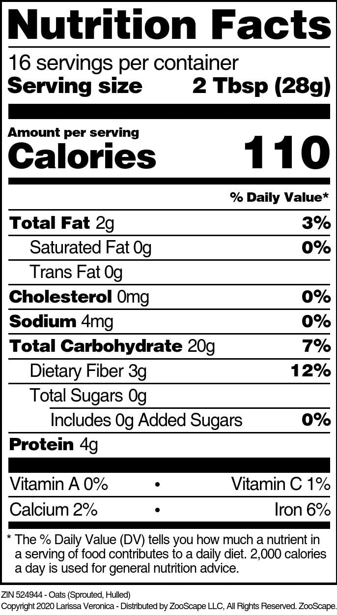 Organic Sprouted Hulled Oats - 16oz Non-GMO Gluten-Free Rolled Oats for Baking, Smoothies & Breakfast | ZIN 524944 | Perfect for Oatmeal, Granola & Healthy Recipes