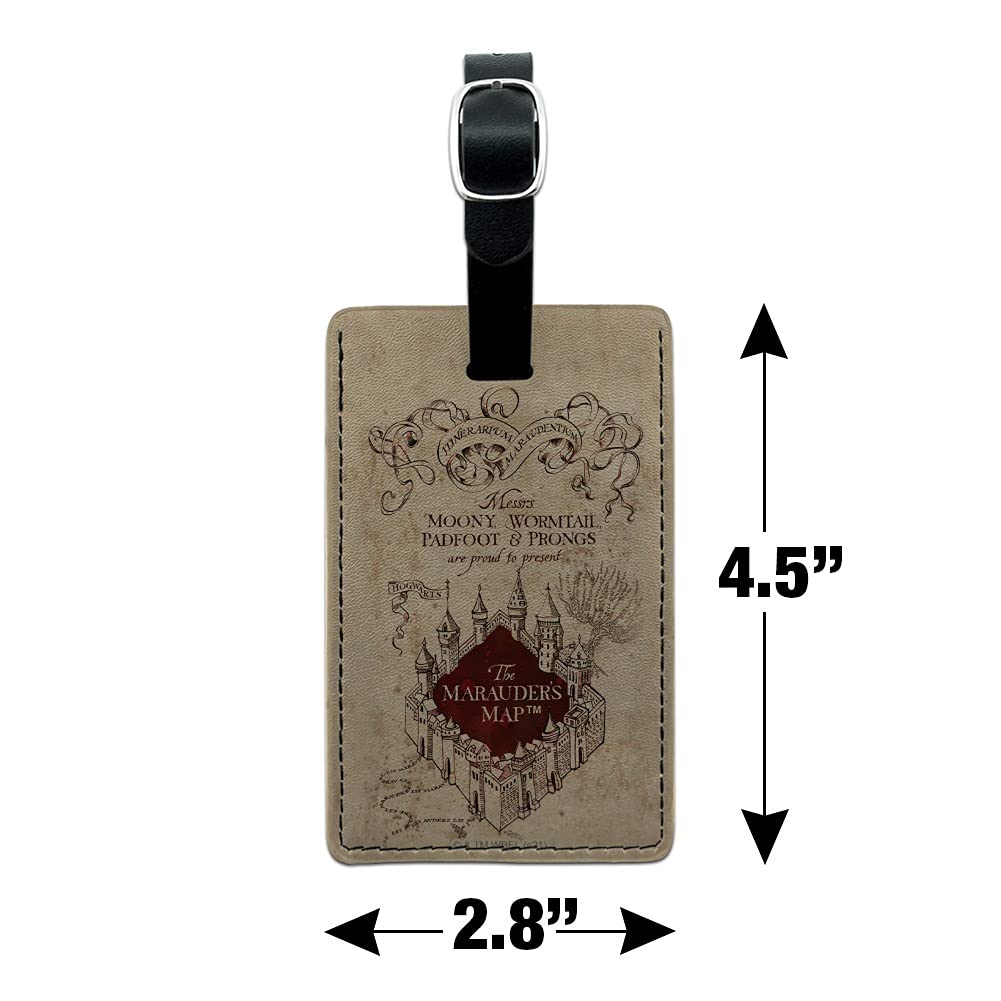 Harry Potter Marauders Map Leather Luggage Tag - Personalized Carry-On ID Tag for Suitcases & Bags - Perfect for Travel, Cosplay & Harry Potter Fans