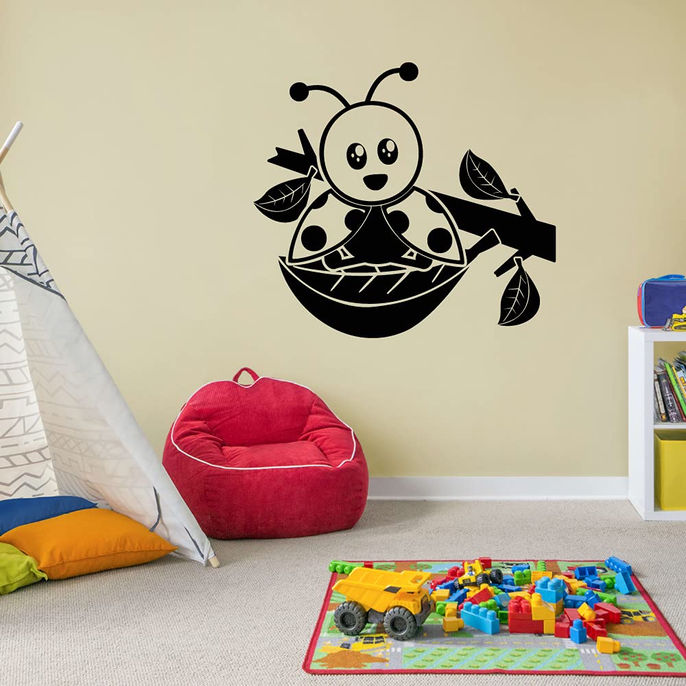 Cute Ladybug Vinyl Wall Sticker Decal - Animal Insect Design for Kids Room, Nursery, Bedroom & Playroom Decor (30x40 inch) - Perfect for Home, Kindergarten & Children's Spaces