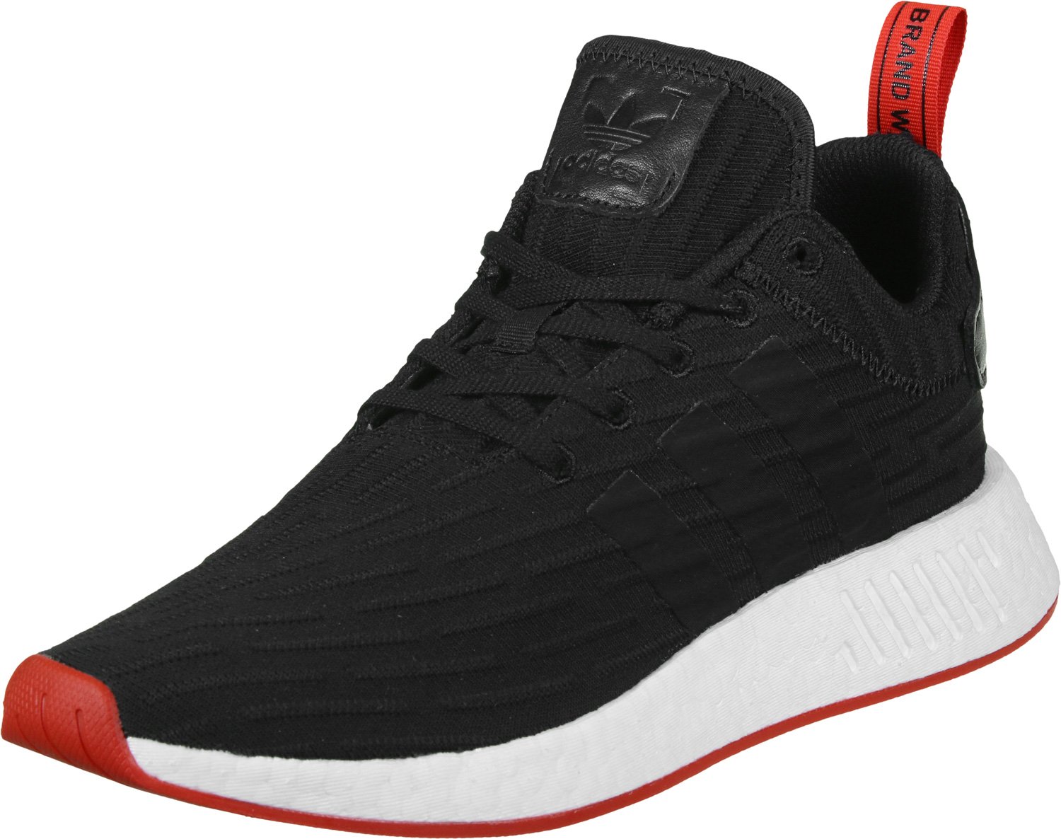 Adidas NMD R2 Primeknit Running Shoes BA72 - Men's Size 5.5 | Black White Red | Comfortable Sneakers for Jogging, Gym & Casual Wear