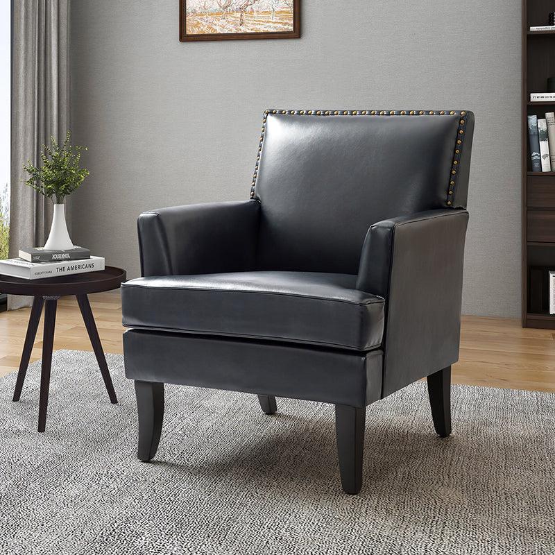 Fatima Vegan Leather Armchair - Modern PU Leather Lounge Chair for Living Room, Office & Bedroom - Eco-Friendly Faux Leather Accent Chair with Sturdy Metal Legs