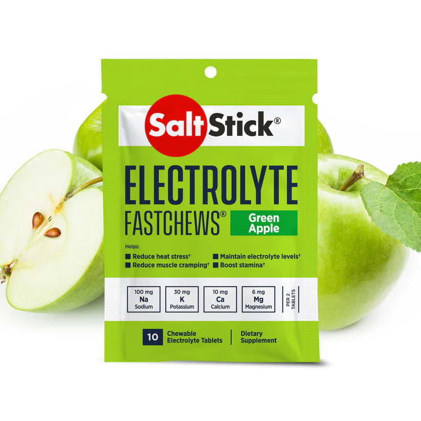 Salt Stick FastChews Electrolyte Supplement - 10 Capsules, Green Apple Flavor | Replenish Energy During Workouts, Hiking & Sports Activities