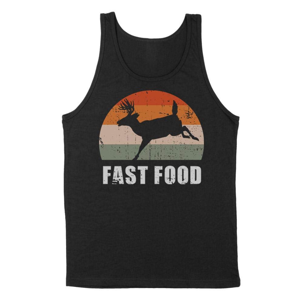 Unisex Fast Food Deer Hunter Graphic Tank Top - Casual Summer Tee for Outdoor Adventures & Streetwear