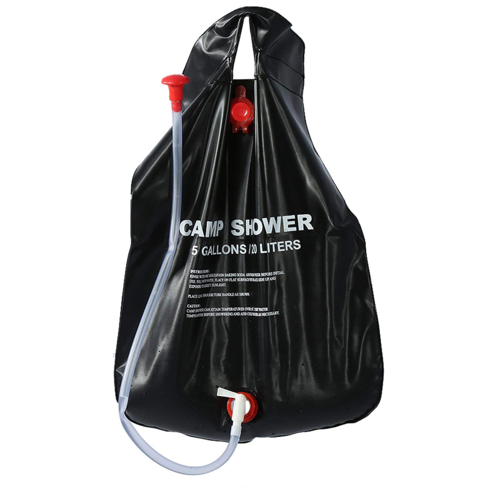 SALUTUY 5 Gallon Solar Heated Shower Bag - 20L Portable Outdoor Camping Shower with Temperature Control - Perfect for Hiking, Travel, Beach & RV Trips