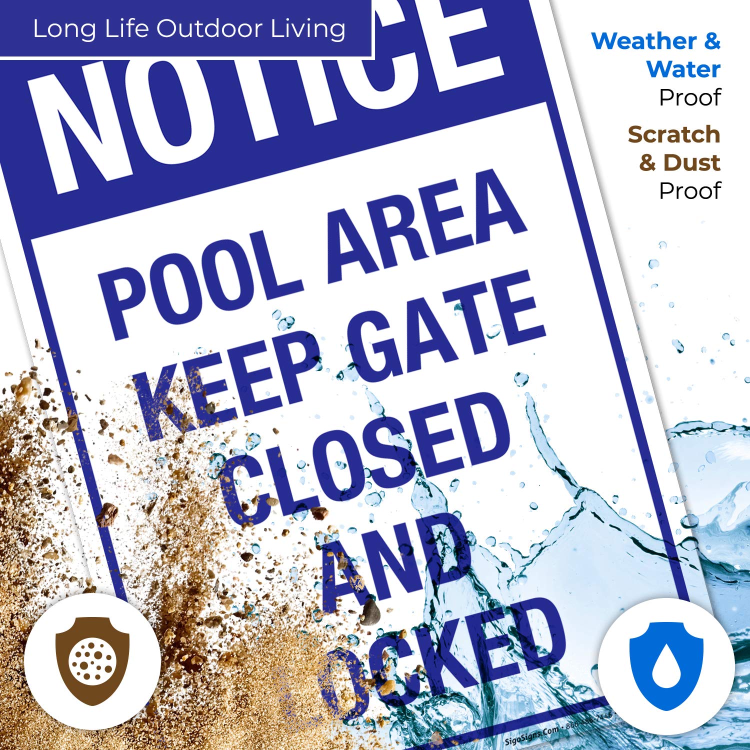 10x14 Inches Sigo Signs Pool Area Keep Gate Closed and Locked Sign, Rust-Free .040 Aluminum Fade-Resistant Pool Safety Sign, Made in USA, Perfect for Residential & Commercial Pools, Parks, and Community Centers