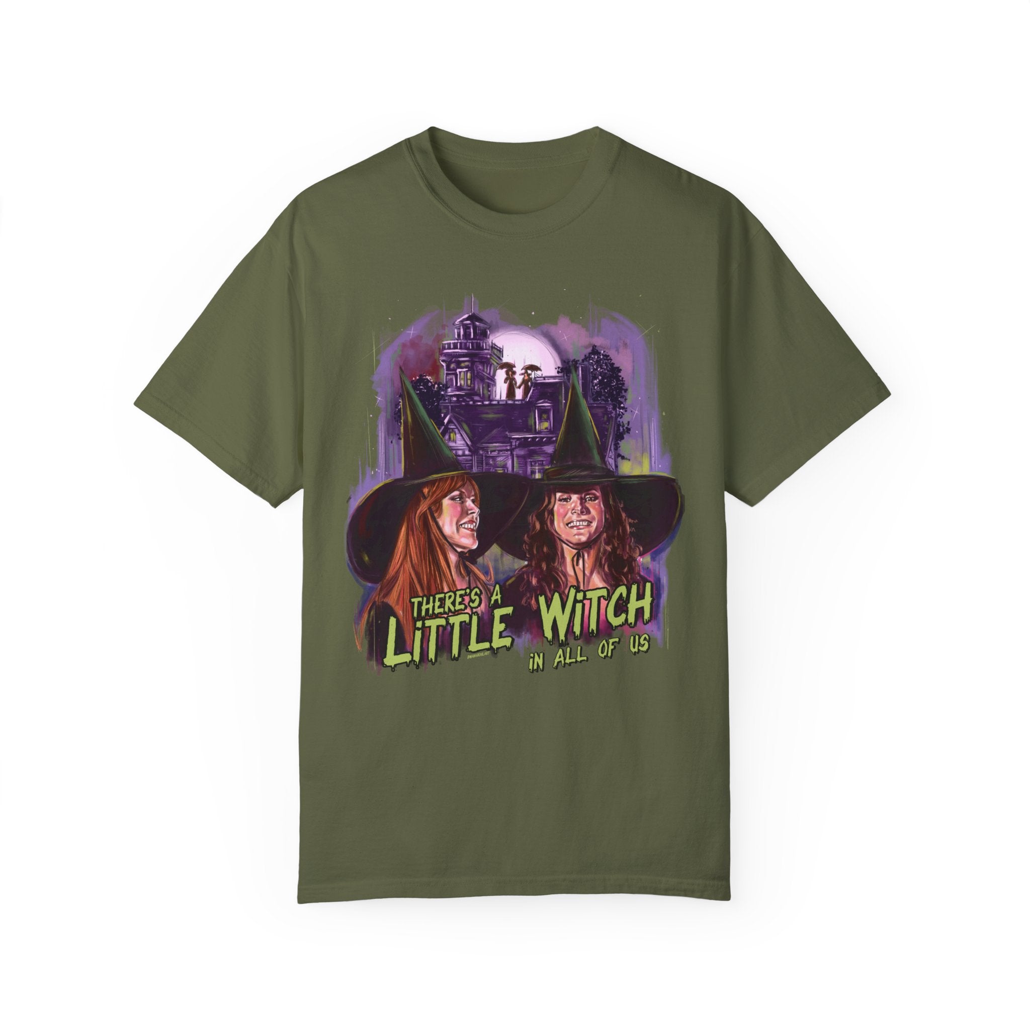 There's A Little Witch T-Shirt - Cute Halloween Graphic Tee for Women & Girls - Perfect for Halloween Costumes, Witch Parties & Spooky Season Outfits