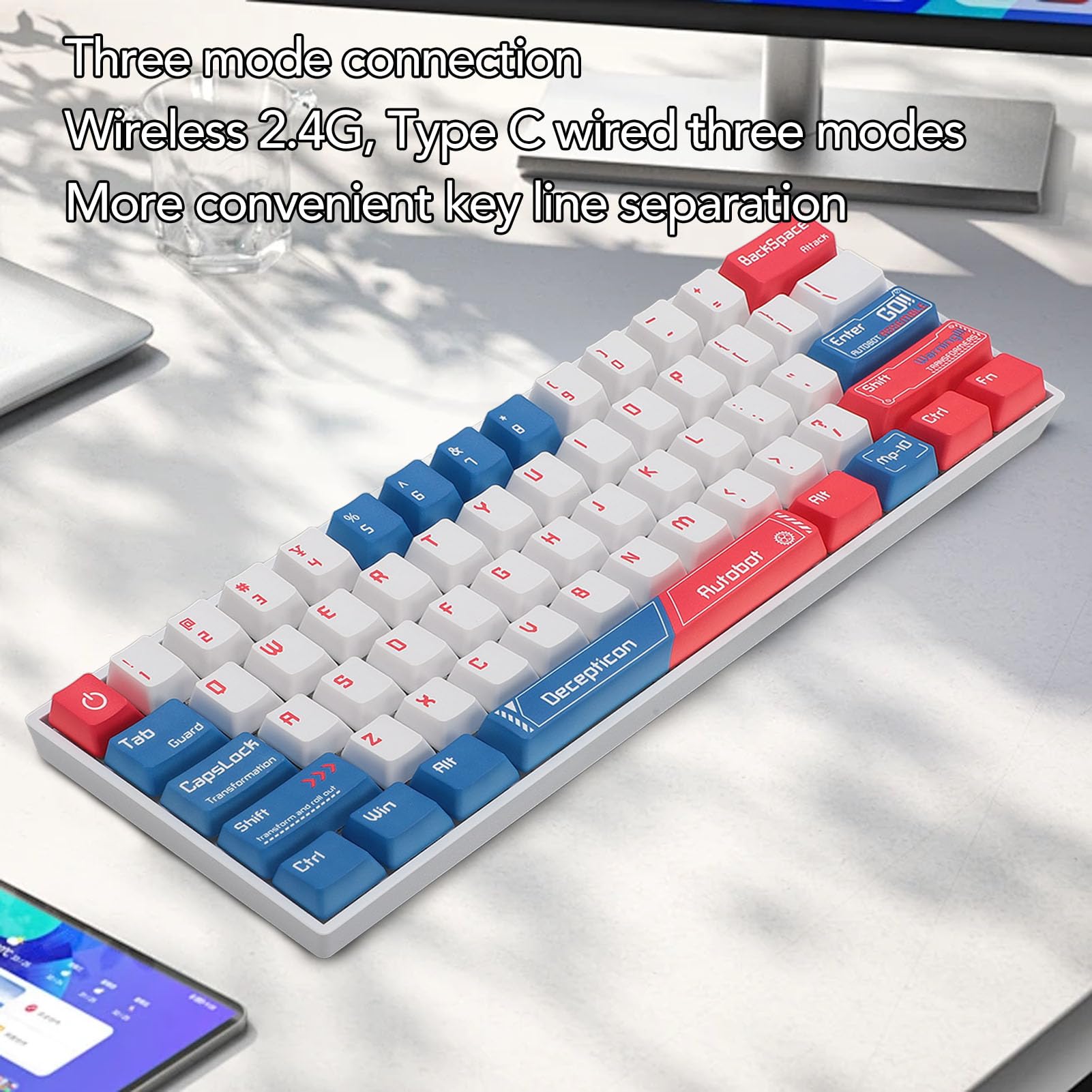 Annadue 60% Mechanical Gaming Keyboard with RGB Backlight - Tri-Mode Connectivity (Bluetooth 5.0/2.4GHz Wireless/USB Wired) - Red Switches for Windows PC/Mac - Compact Wireless Keyboard for Gaming, Office & Home Use