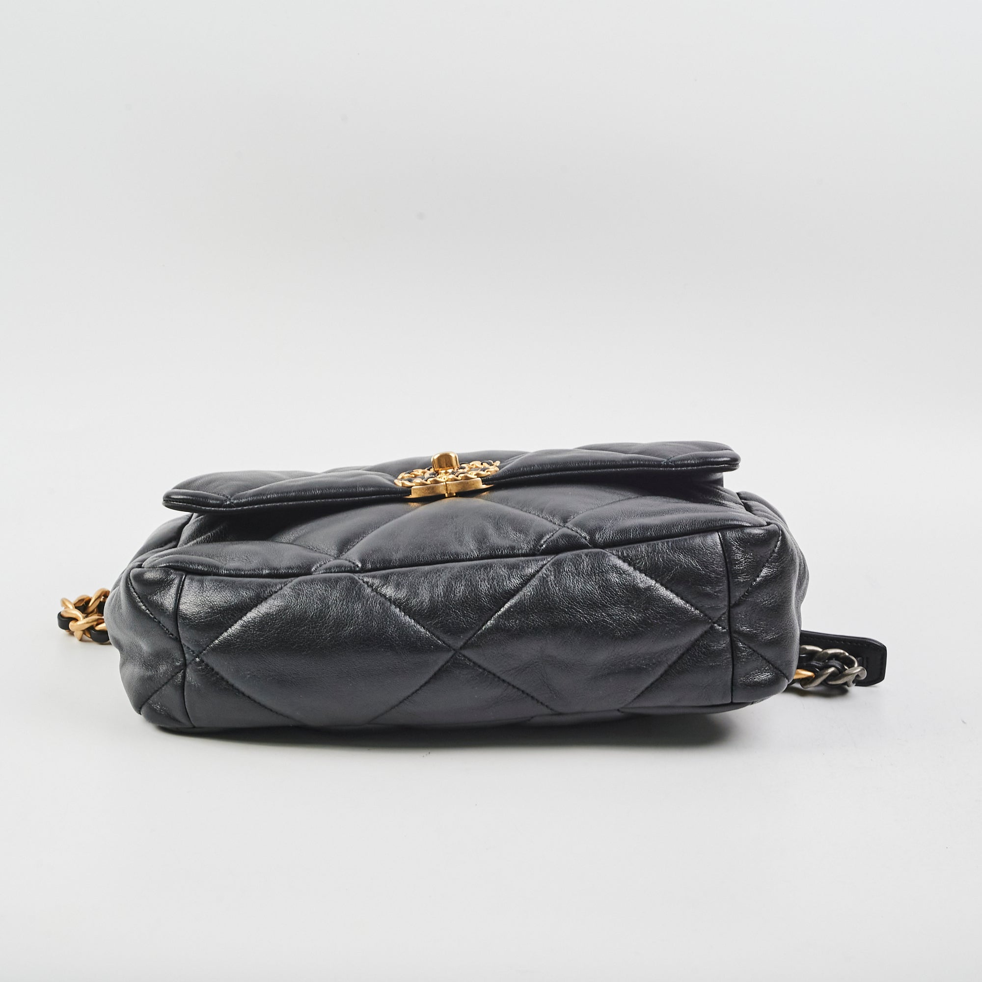 Chanel 19 Medium Flap Bag - Genuine Black Goatskin Leather Luxury Handbag for Women | Perfect for Evening Events, Date Nights & Special Occasions