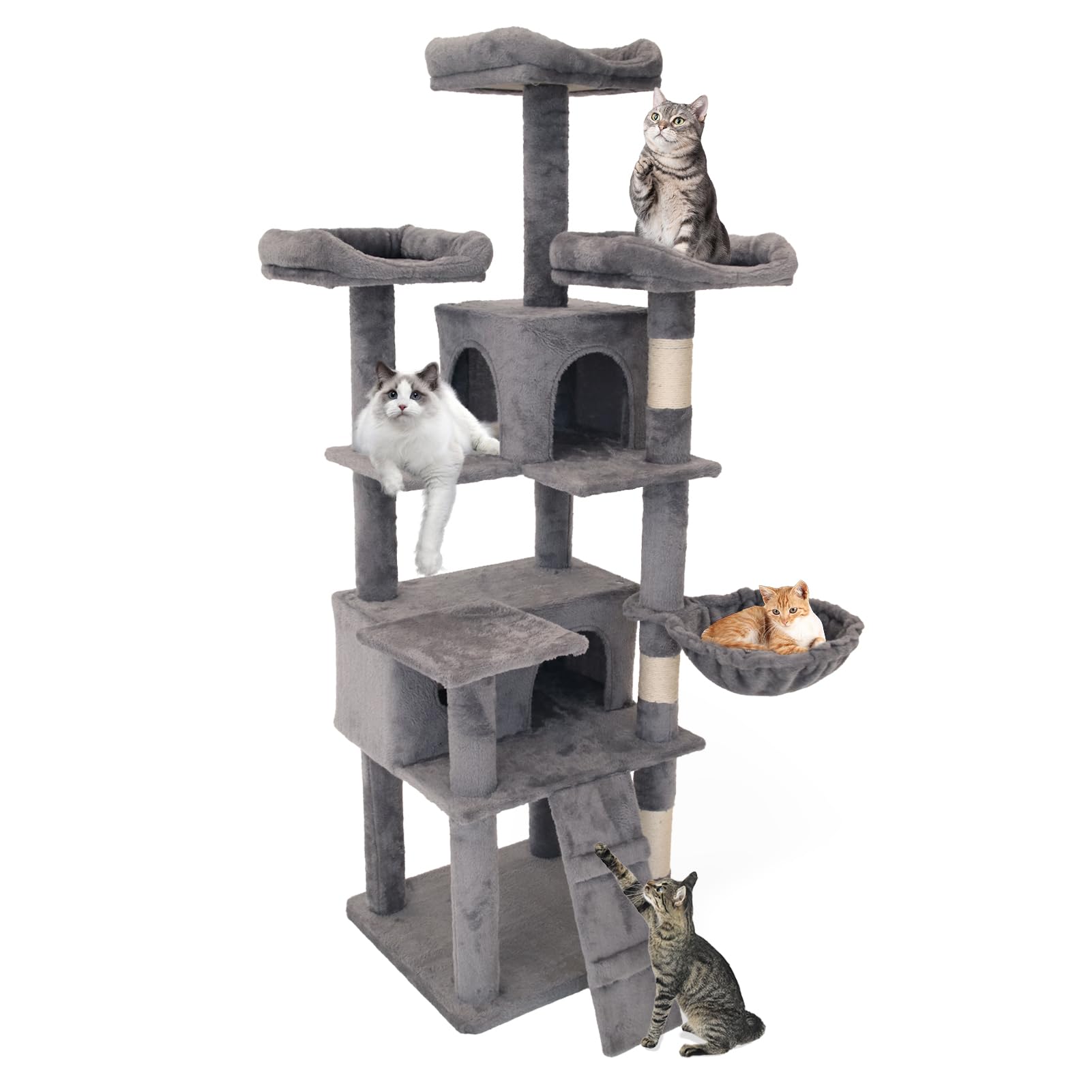 63 Inch Multi-Level Cat Tree Tower for Indoor Cats - Sturdy Scratching Post with Top Perch, Ladders & Spacious Condo for Kittens to Large Cats | Perfect for Play, Rest & Climbing in Home or Apartment