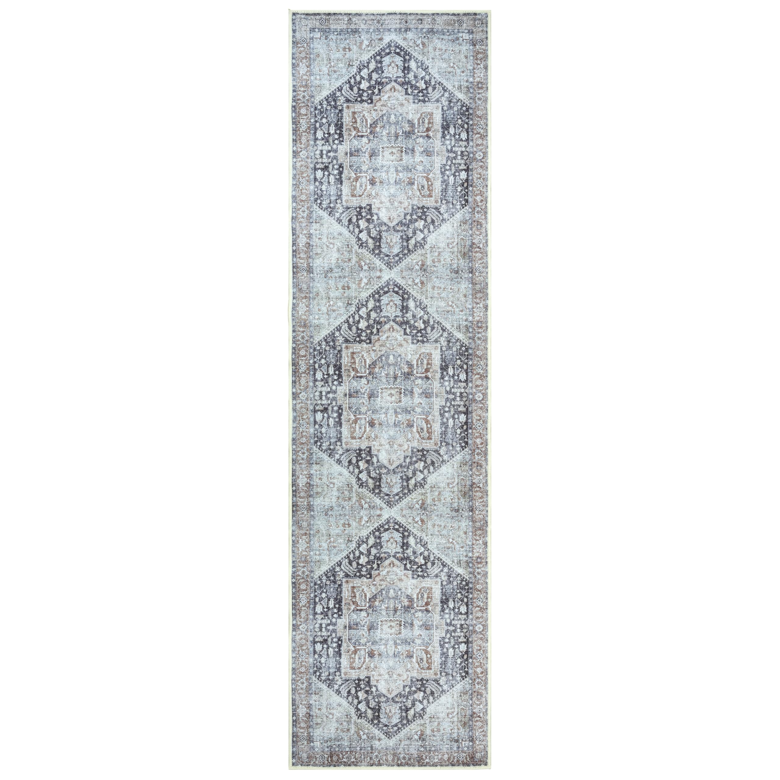 GLN Rugs Vintage Collection - Machine Washable Non-Slip Low Pile Area Rug 2'6