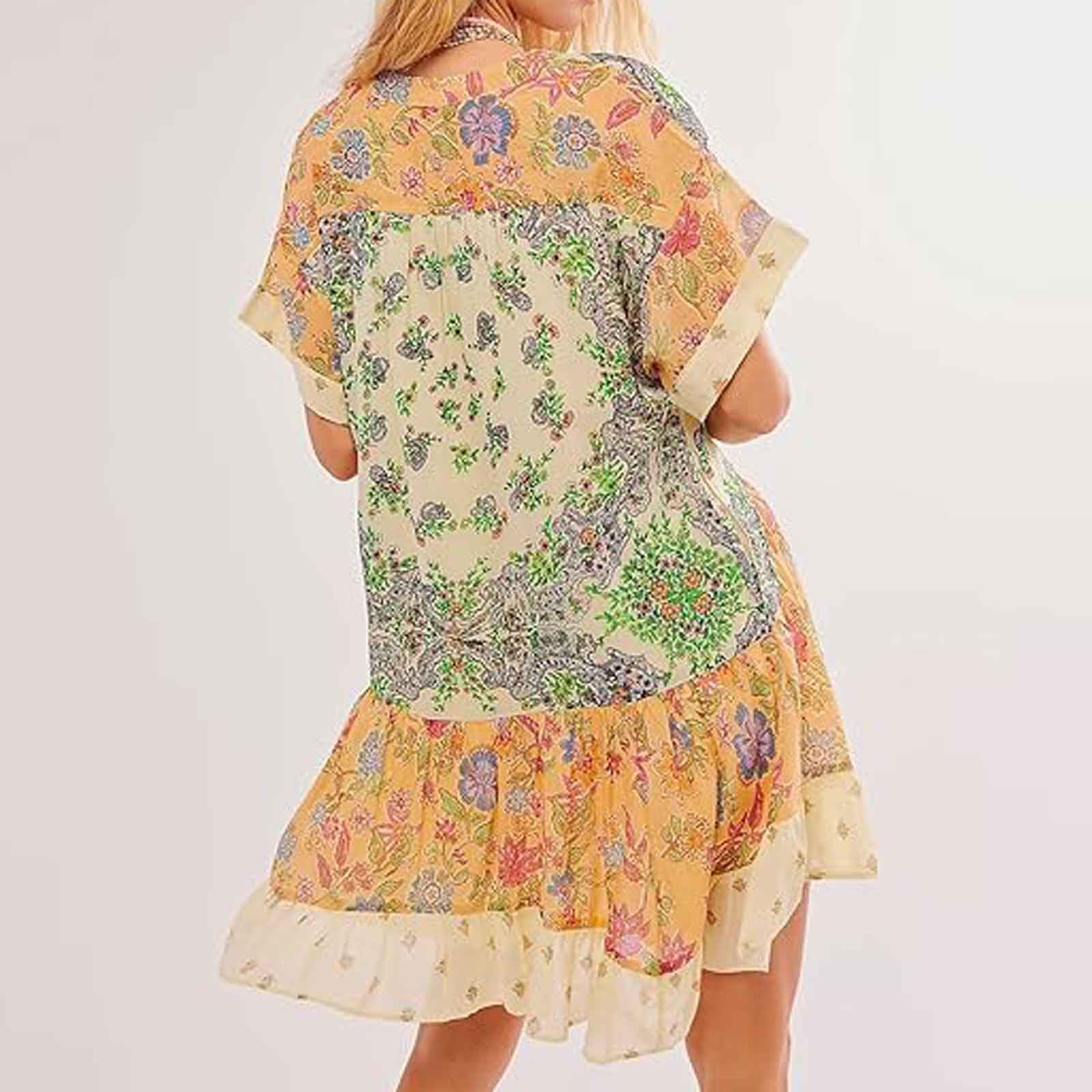 2024 Summer Boho Floral Casual Sundress for Women - Sexy V-Neck Babydoll Dress | Beach Vacation, Date Night, Party Outfit