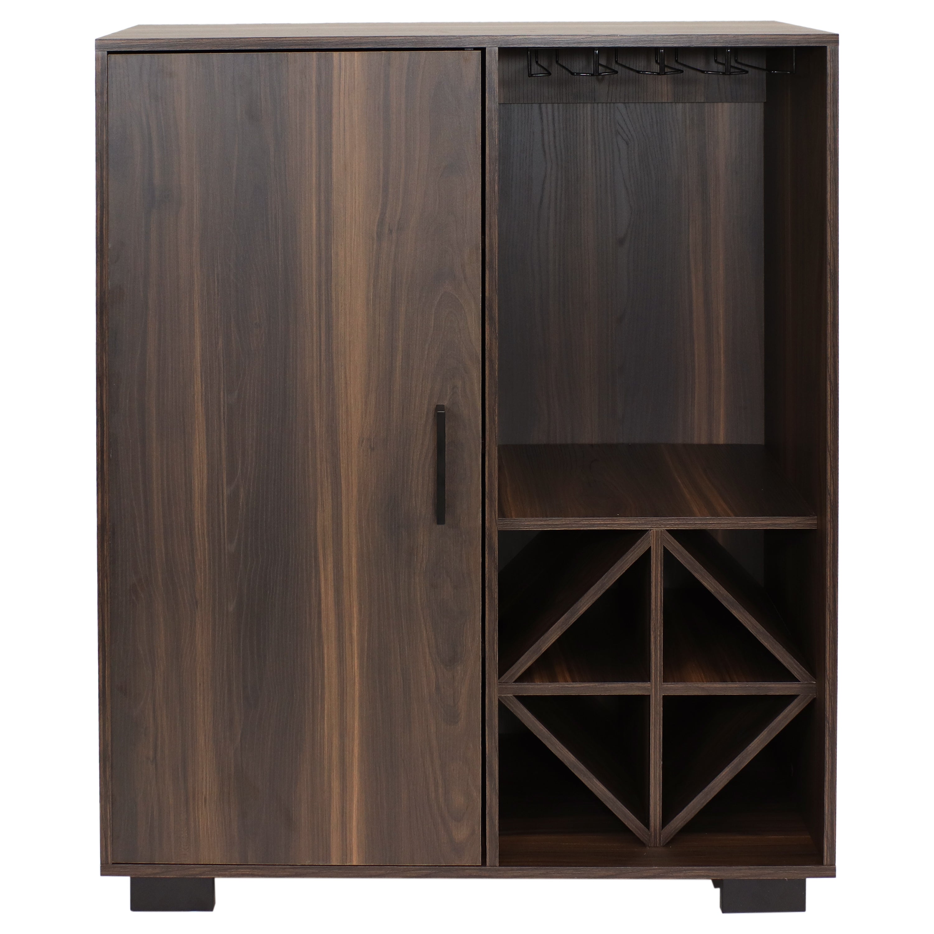 Sunnydaze Lavina Wine Bar Cabinet with Glass Rack & Bottle Storage Shelves - Stylish Home Bar Furniture for Kitchen, Dining Room, or Entertaining Guests