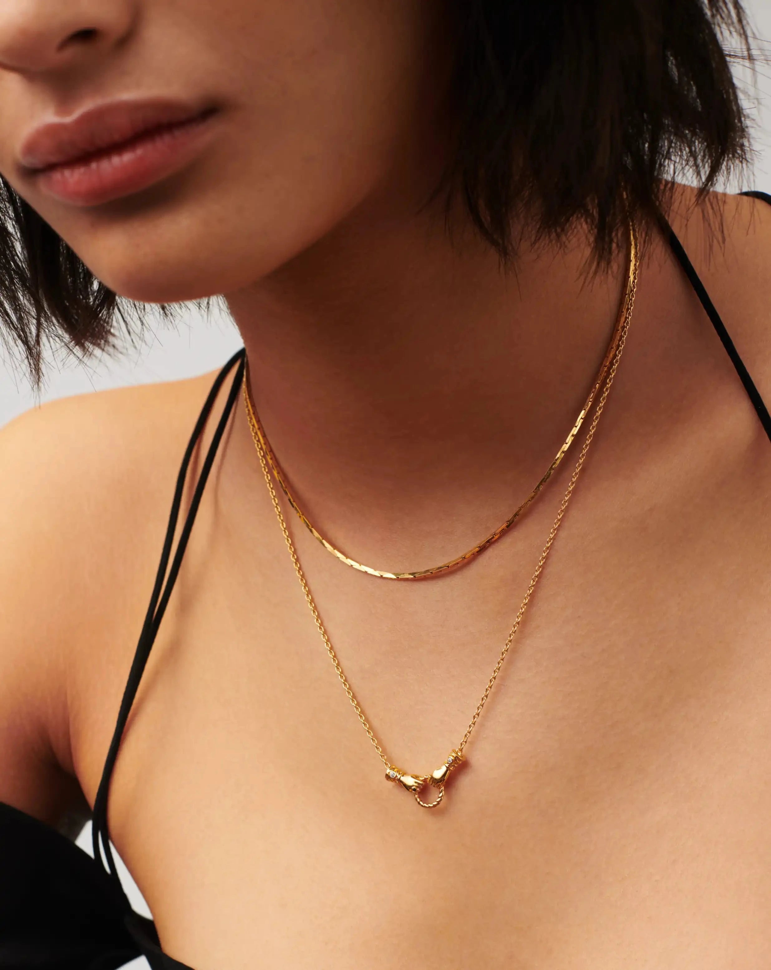 Harris Reed In Good Hands Chain Necklace Set - 18k Gold Plated Jewelry for Women, Dainty Layered Necklace Gift for Her | Perfect for Date Night, Parties & Special Occasions
