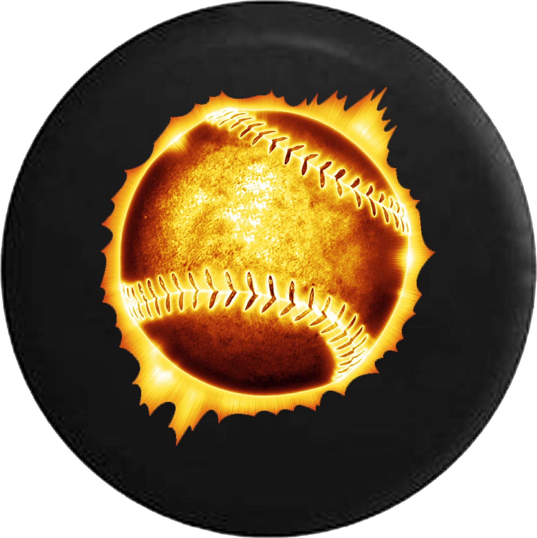 **33 Inch Glowing Red Fire Softball Black Trailer Tire Cover - Durable Tire Protector for Trucks, SUVs, Campers & RVs - Perfect for Road Trips, Tailgating & Outdoor Adventures**