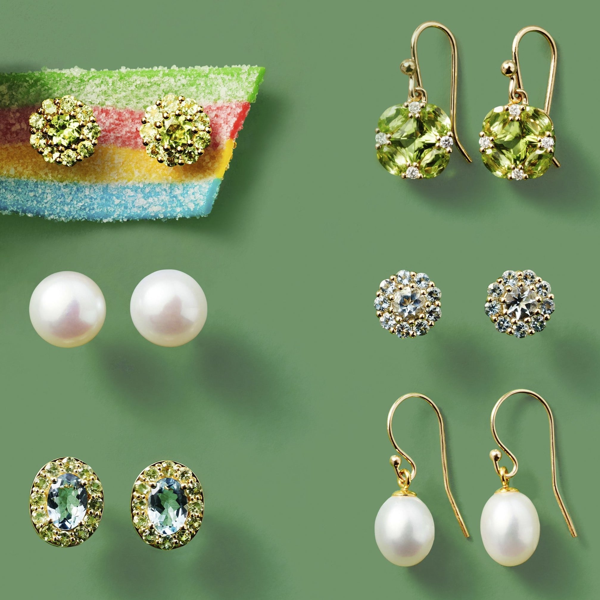 Peridot and Diamond Quadrille Drop Earrings for Women - Elegant Dangle Earrings for Parties, Weddings & Special Occasions