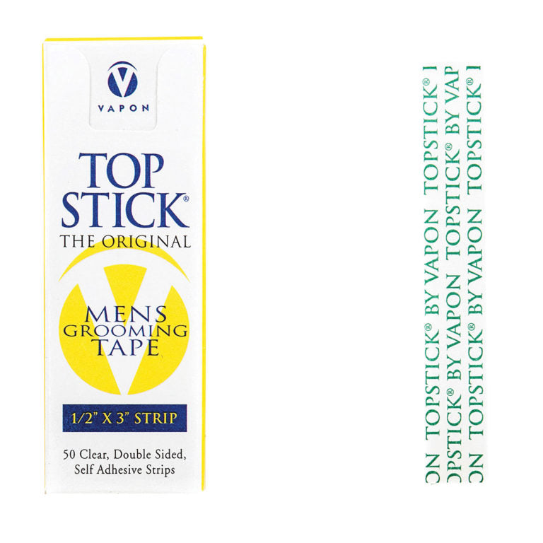 VAPON TopStick Adhesive Strips - 1/2 or 1 Inch Sizes (50 Strips per Pack) - Strong Hold for Wigs, Hair Extensions & Costumes