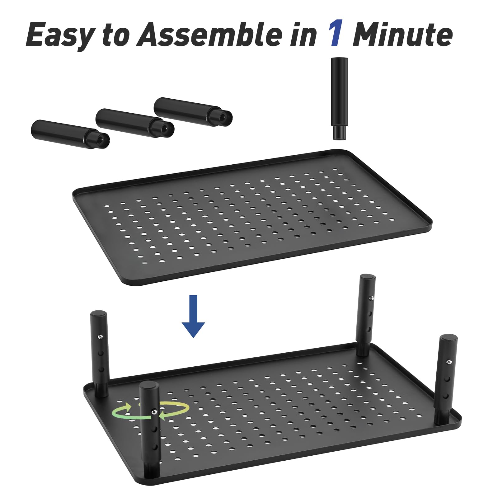 Adjustable Monitor Stand Riser with Airflow Vents - 3 Height Settings, Ergonomic Laptop Stand for Desk, Space-Saving Desk Organizer for 15.6