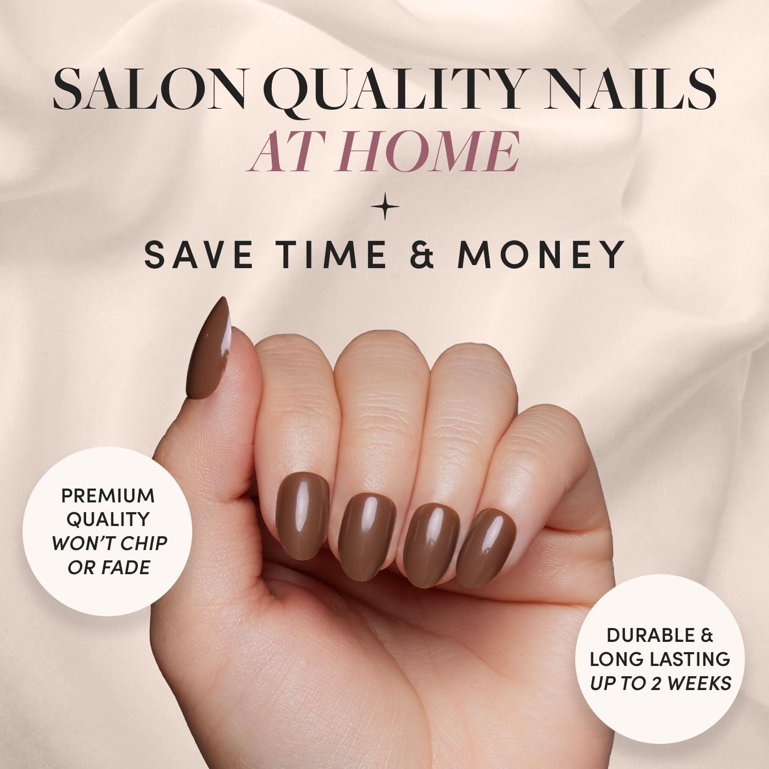 Glamnetic Press On Nails - Chocolate Brown Short Oval Fake Nails | Reusable Stick On Nails with Glue | Salon Quality False Nails Kit (15 Sizes, 30 Nails) | Perfect for Parties, Weddings & Everyday Wear