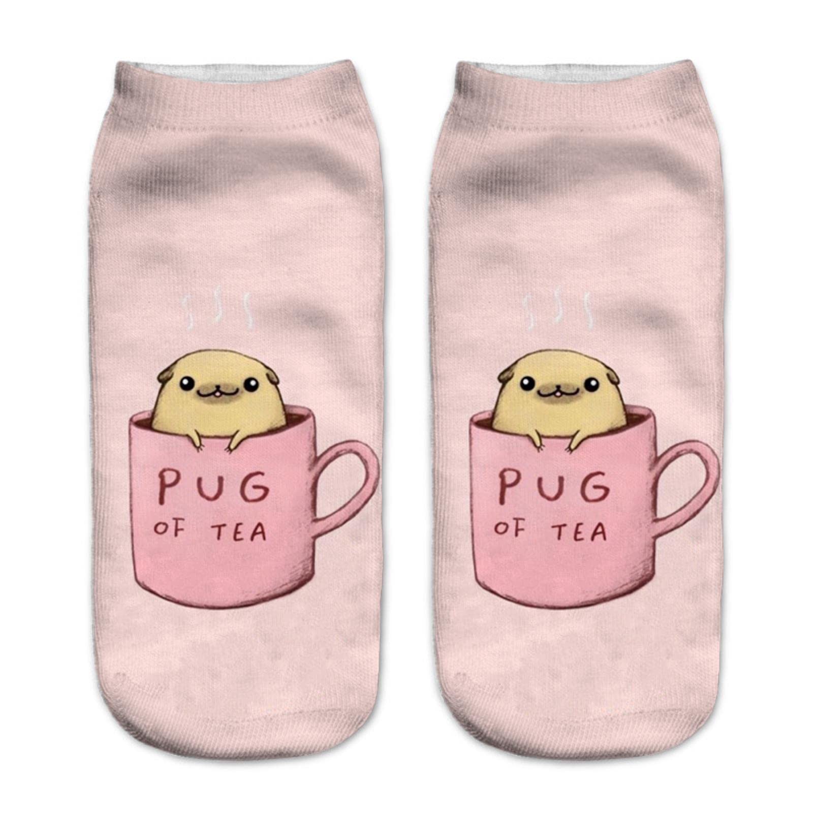 Funny 3D Printed Cat & Pug Socks for Women & Men - Fashionable Low Ankle Unisex Socks - Perfect for Cosplay, Gifts, and Everyday Wear