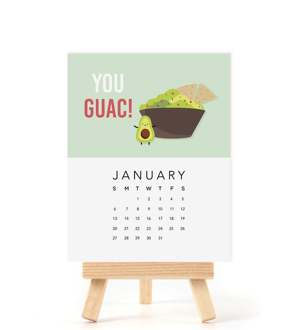 2025 Puntastic Food Pun Desk Calendar with Easel Stand - Fun Office Decor & Daily Laughs for Kitchen, Desk, or Gift