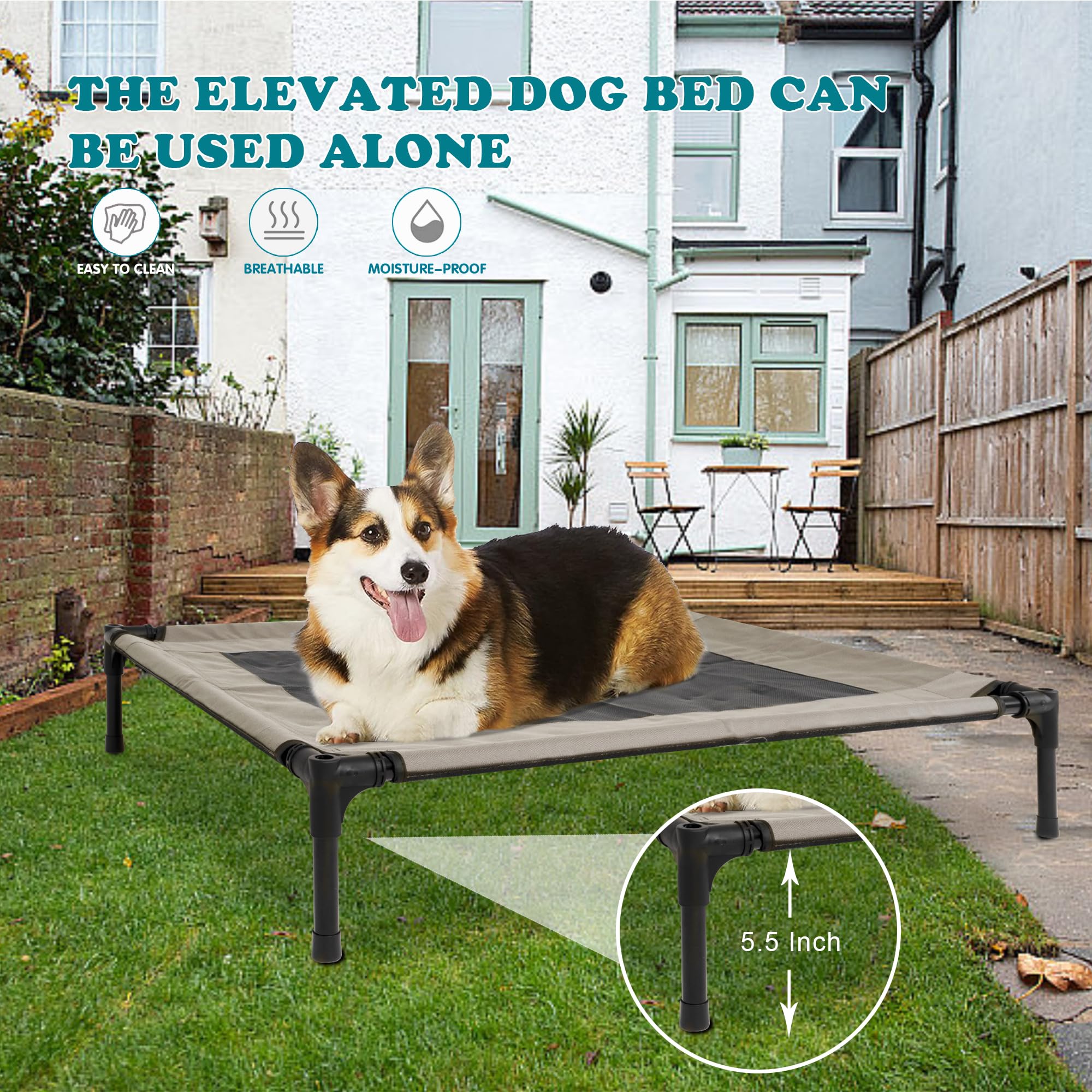 2-in-1 Elevated Dog Bed with Removable Cover - Indoor/Outdoor Pet Shelter for Small Dogs & Cats - Perfect for Patio & Camping