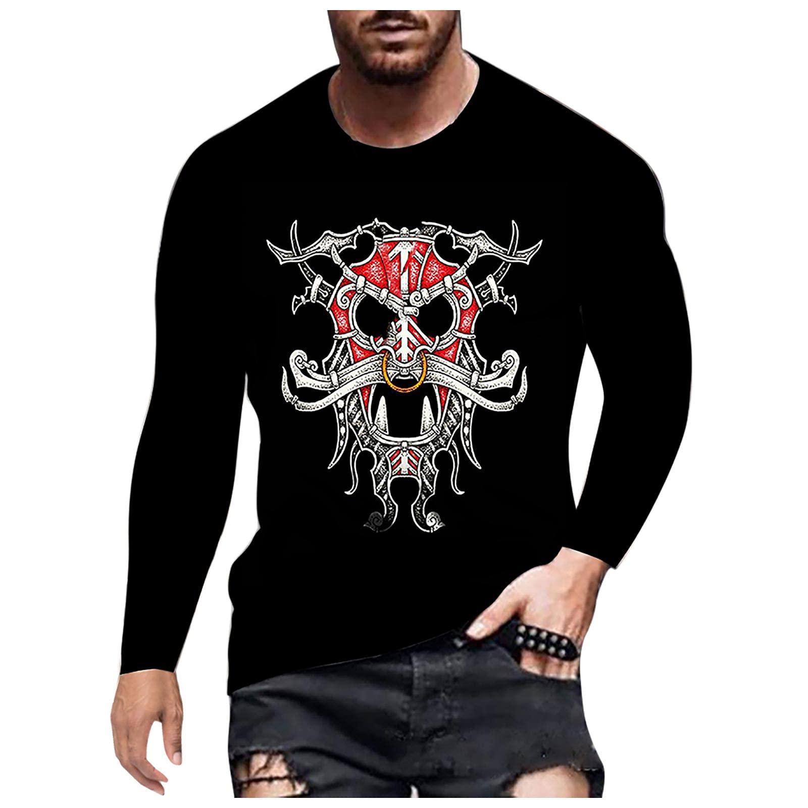 ZDFER Men's Christmas Short Sleeve T-Shirt - 3D Santa Claus Print Crewneck Tee for Holiday Parties, Casual Wear & Festive Gatherings