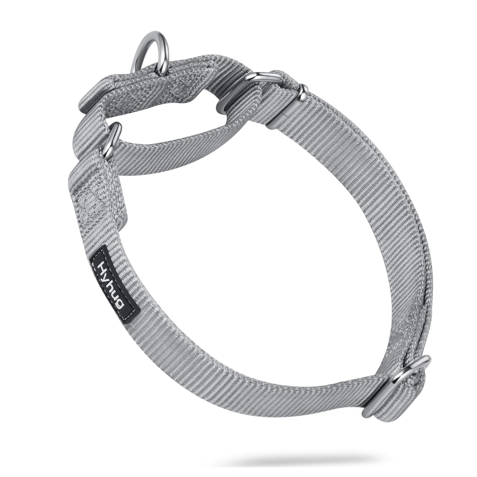 Hyhug Pets Premium Heavy Duty Nylon Martingale Dog Collar - Anti-Escape Training Collar for Medium Dogs, Comfortable & Safe for Daily Walks (Medium, Sleet Gray) - Perfect for Obedience Training and Secure Outdoor Adventures